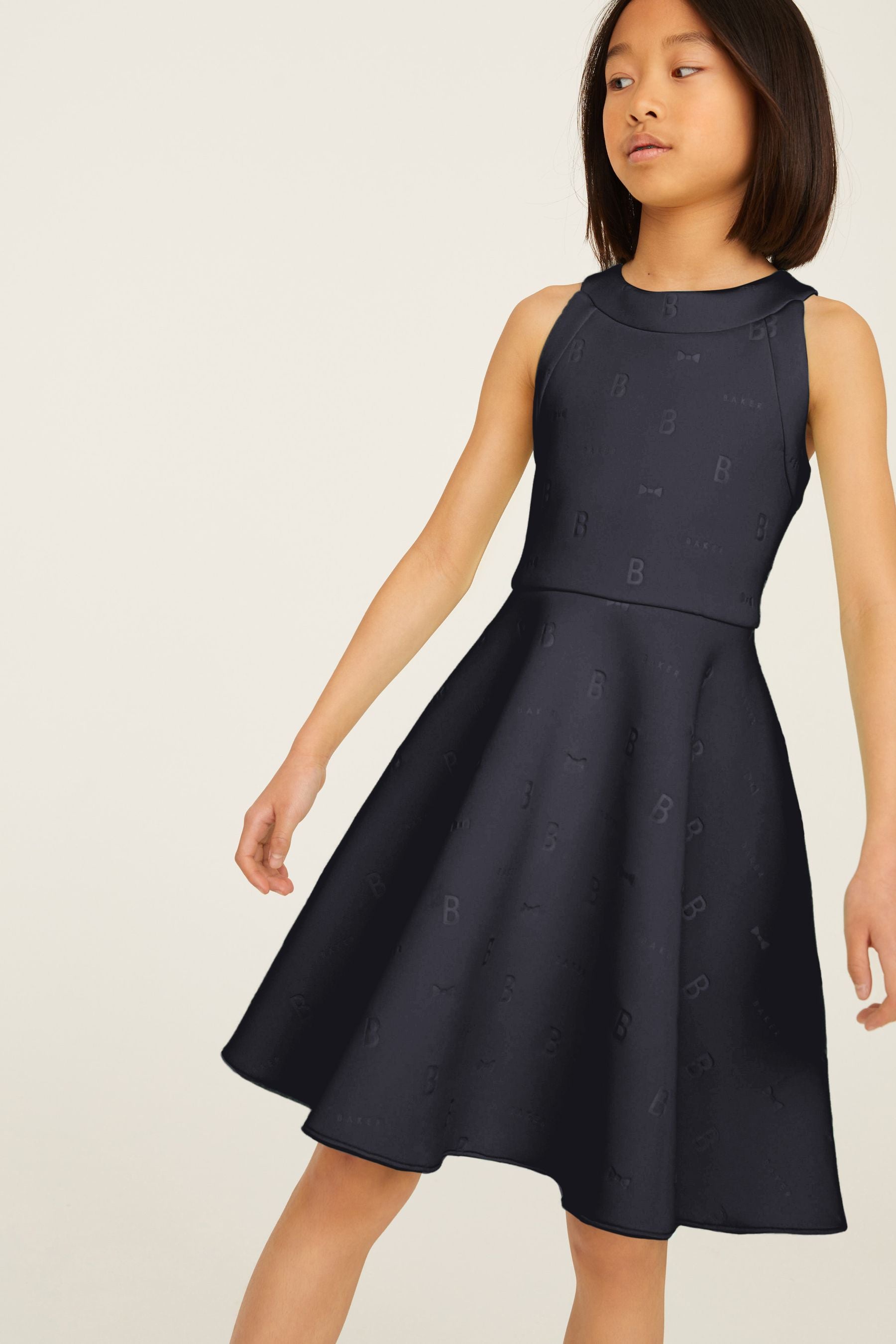 Navy Baker by Ted Baker Halter Neck Embossed Scuba Dress