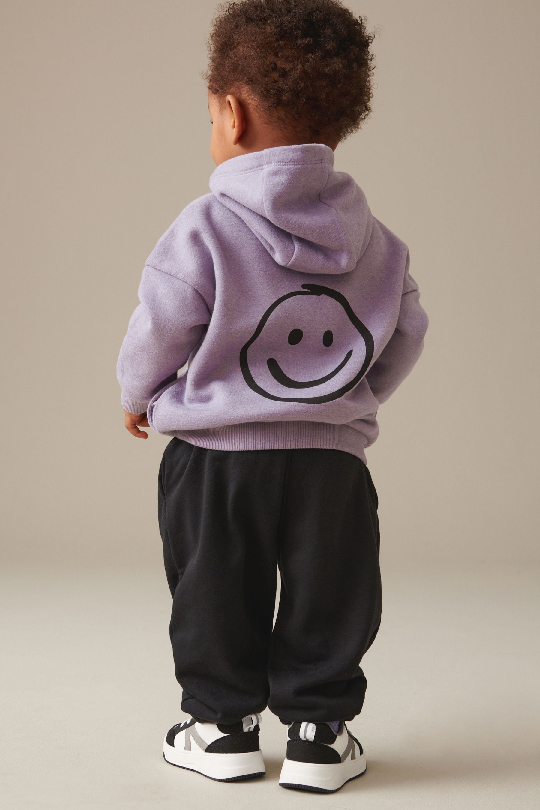 Lilac Purple/Black Oversized Jersey Hoodie and Joggers Set (3mths-7yrs)