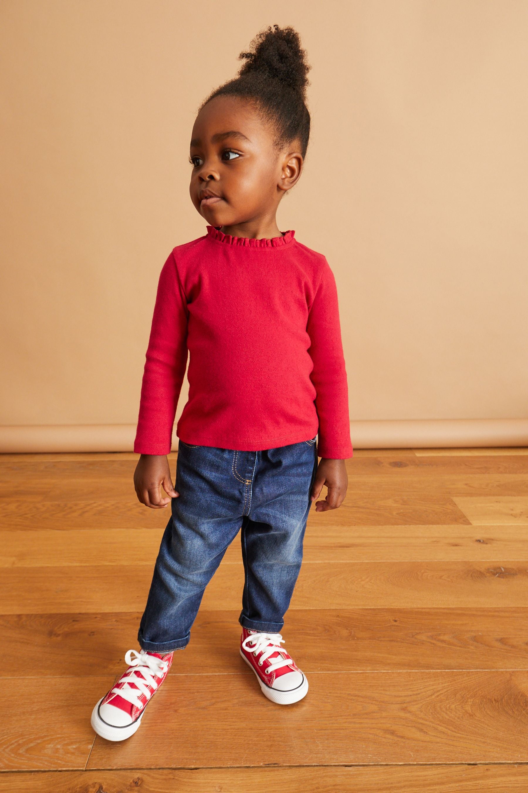 Red Brushed Pointelle Top (3mths-7yrs)