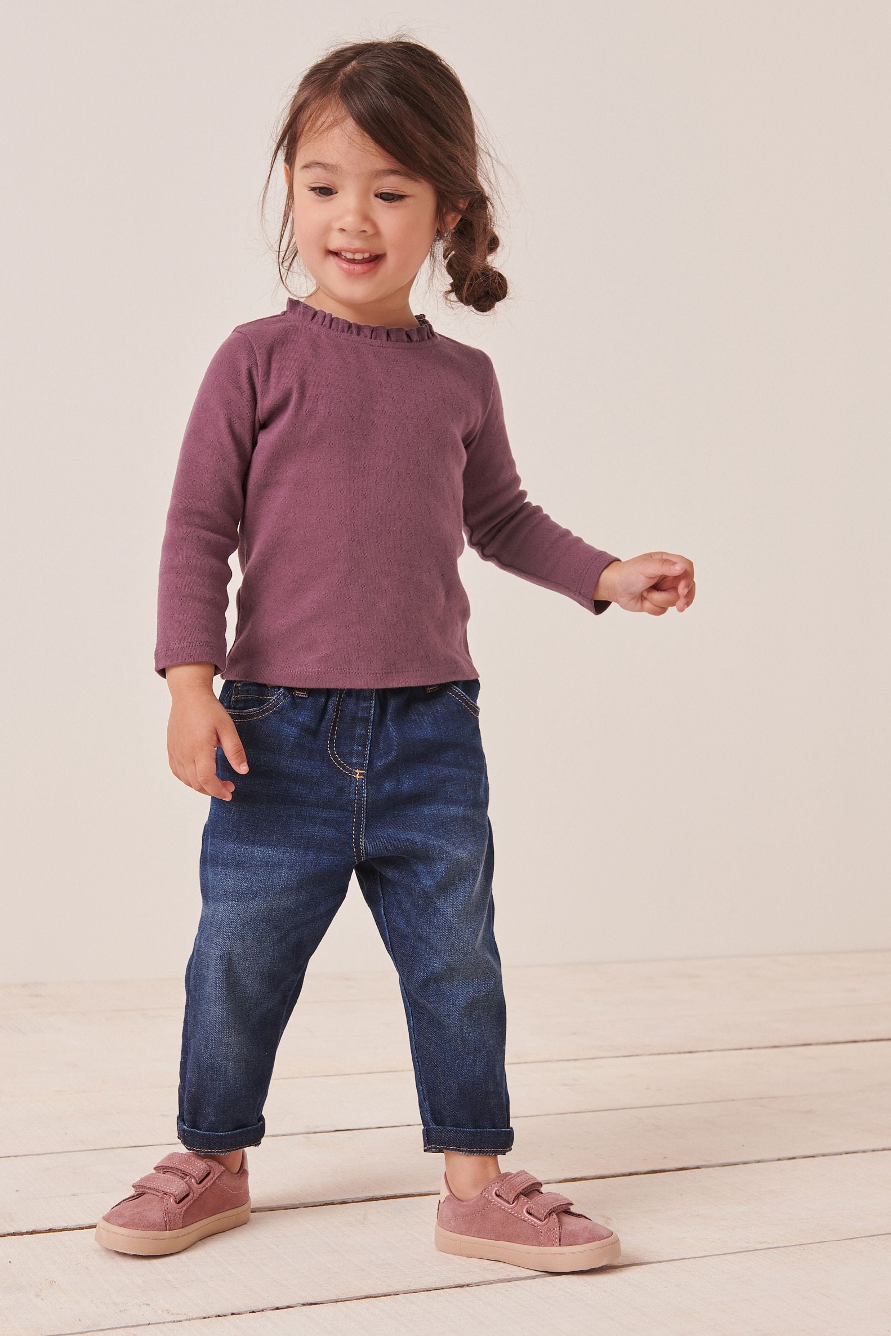 Plum Purple Brushed Pointelle Top (3mths-7yrs)