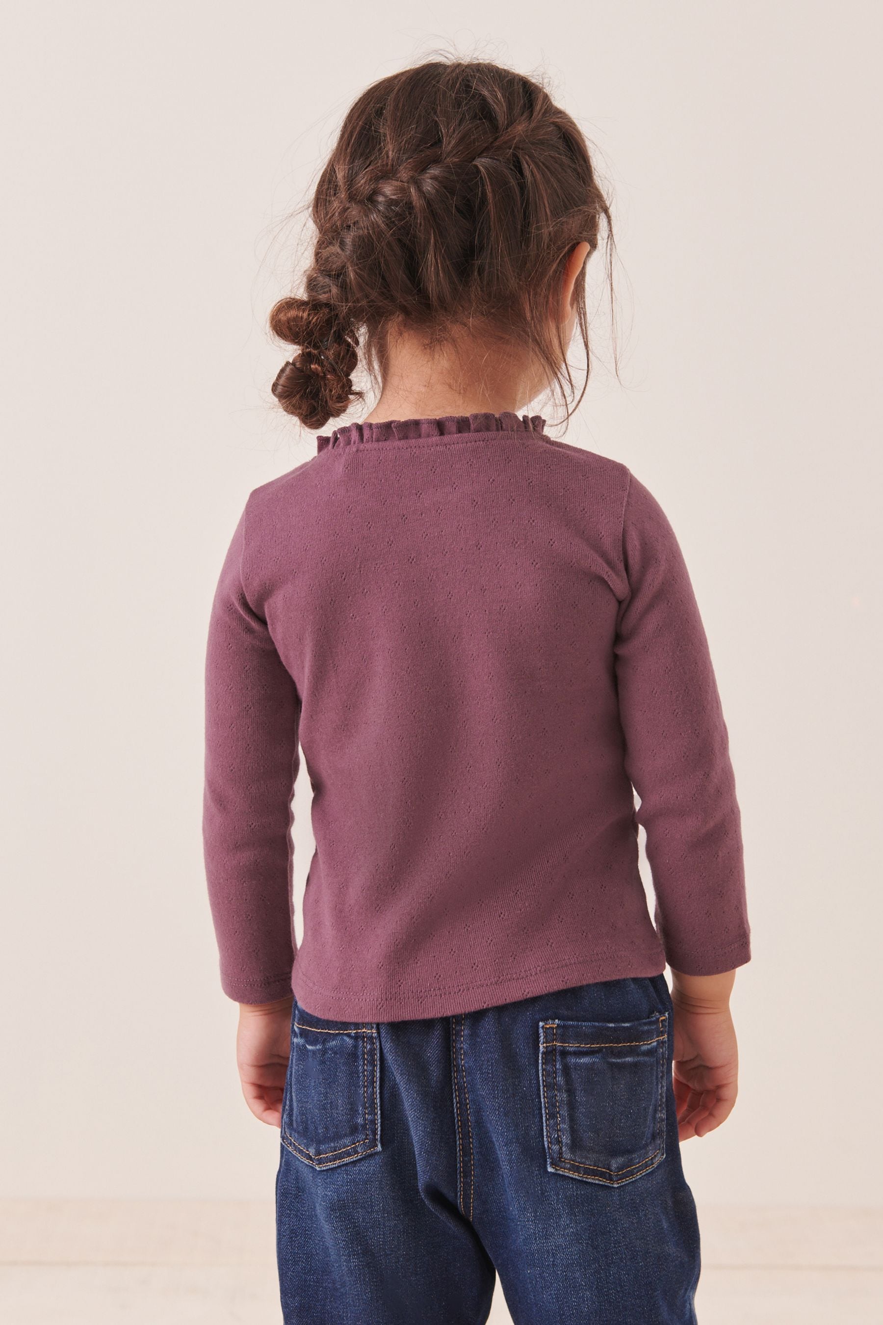 Plum Purple Brushed Pointelle Top (3mths-7yrs)