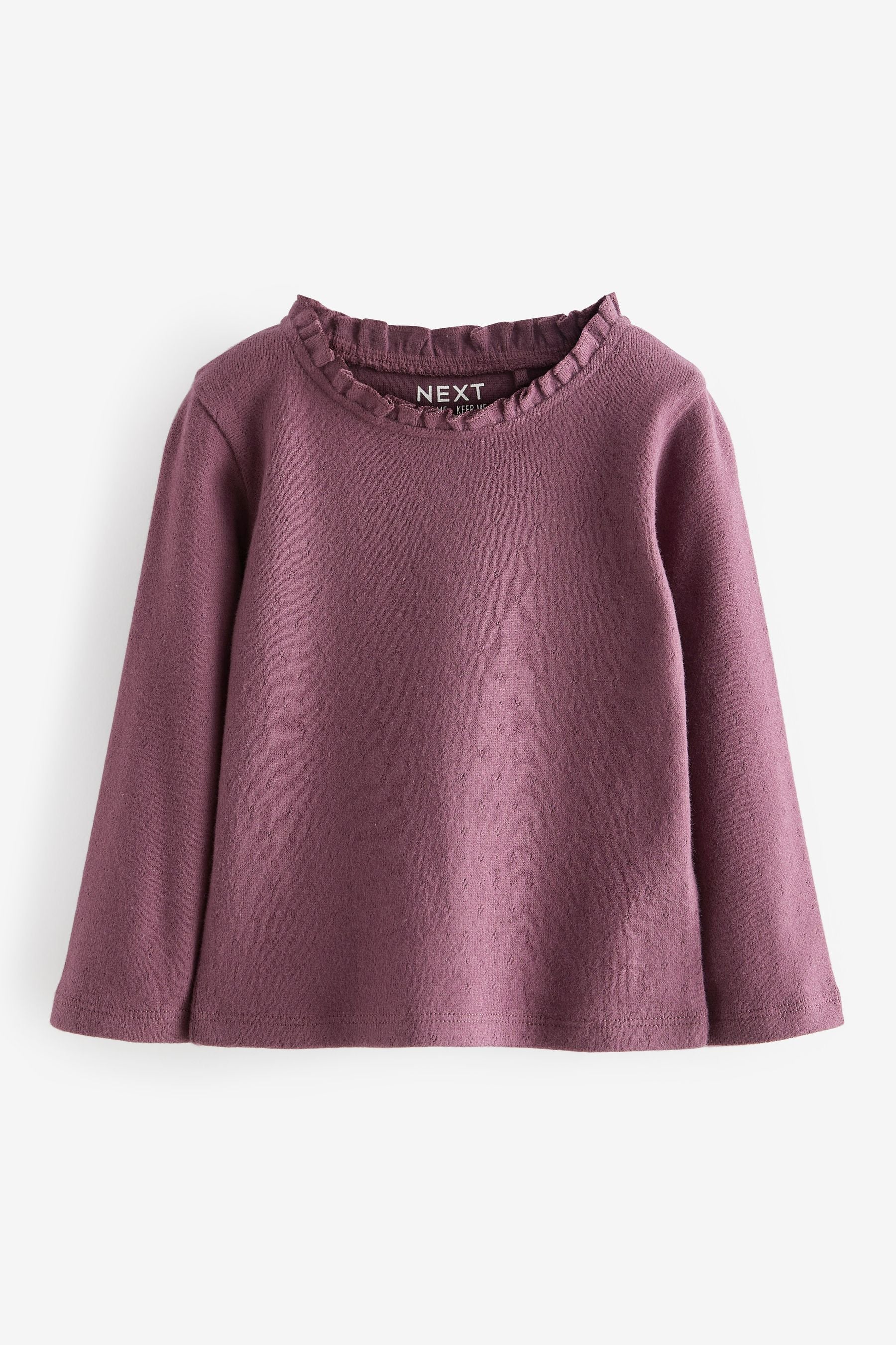 Plum Purple Brushed Pointelle Top (3mths-7yrs)