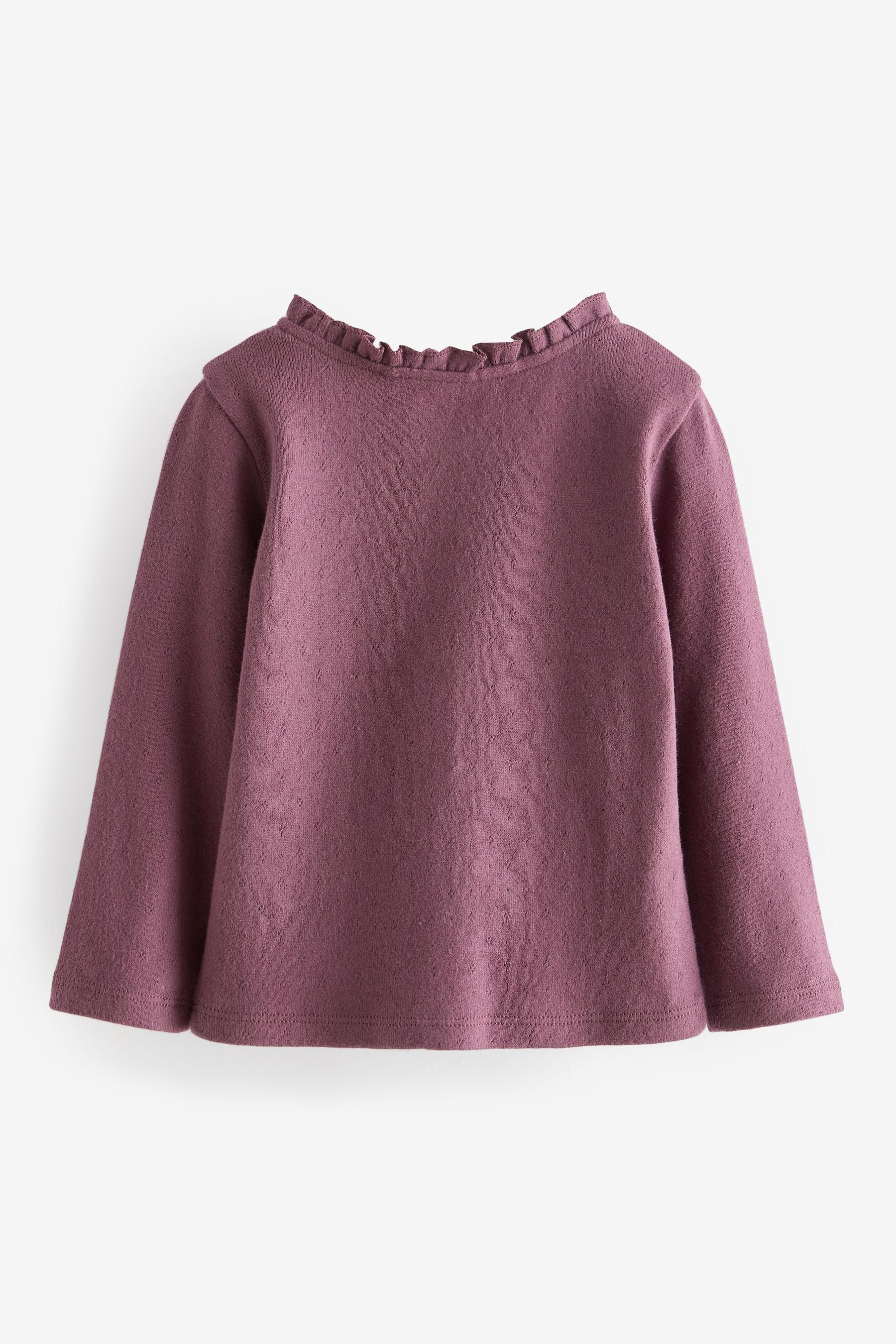 Plum Purple Brushed Pointelle Top (3mths-7yrs)