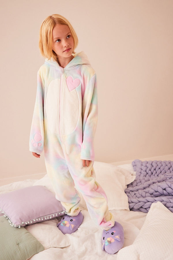 Multicolour Cat 3D Teddy Fleece Borg All-In-One (1.5-16yrs)