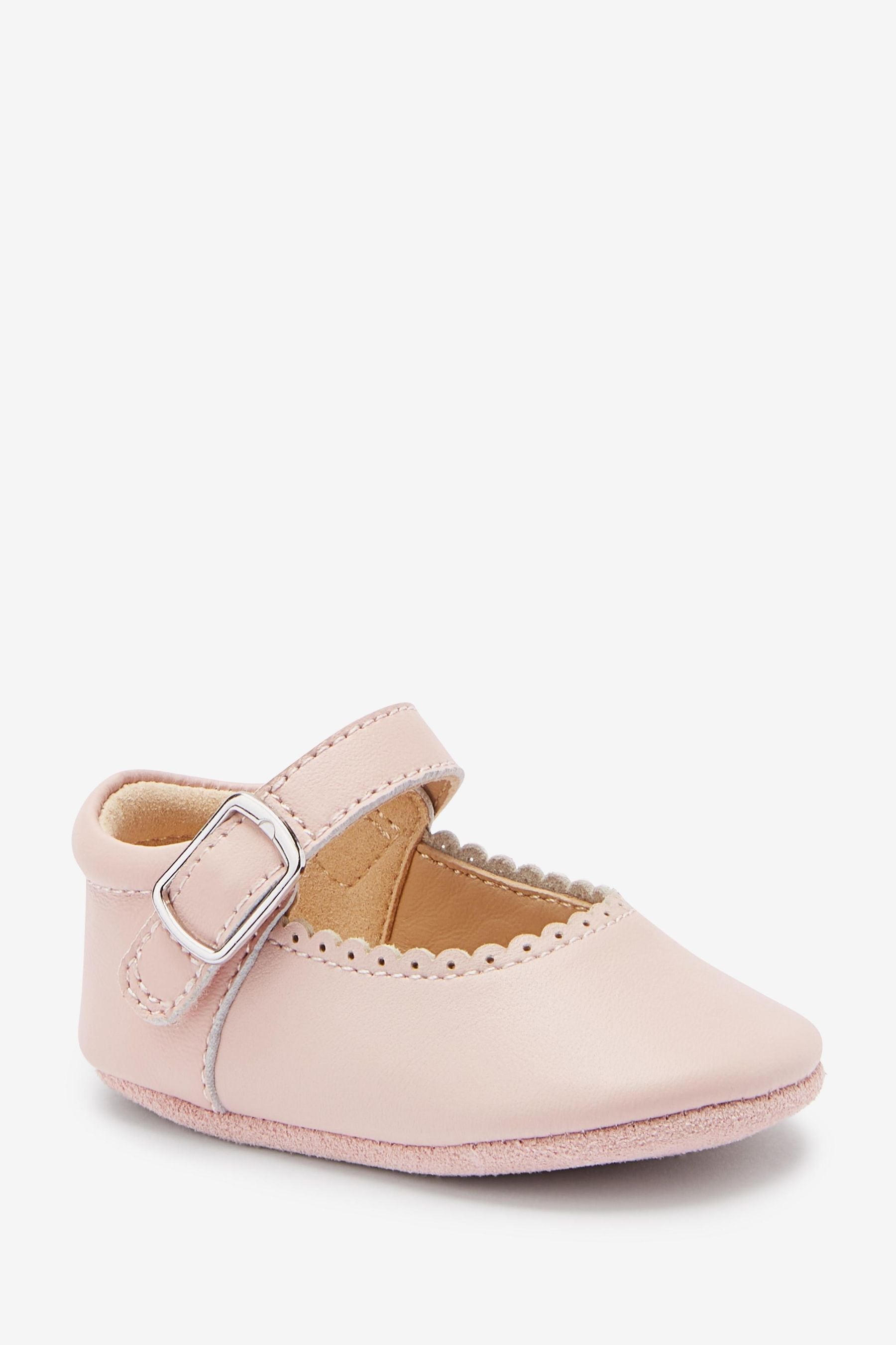 Pink Leather Occasion Mary Jane Baby Shoes (0-18mths)