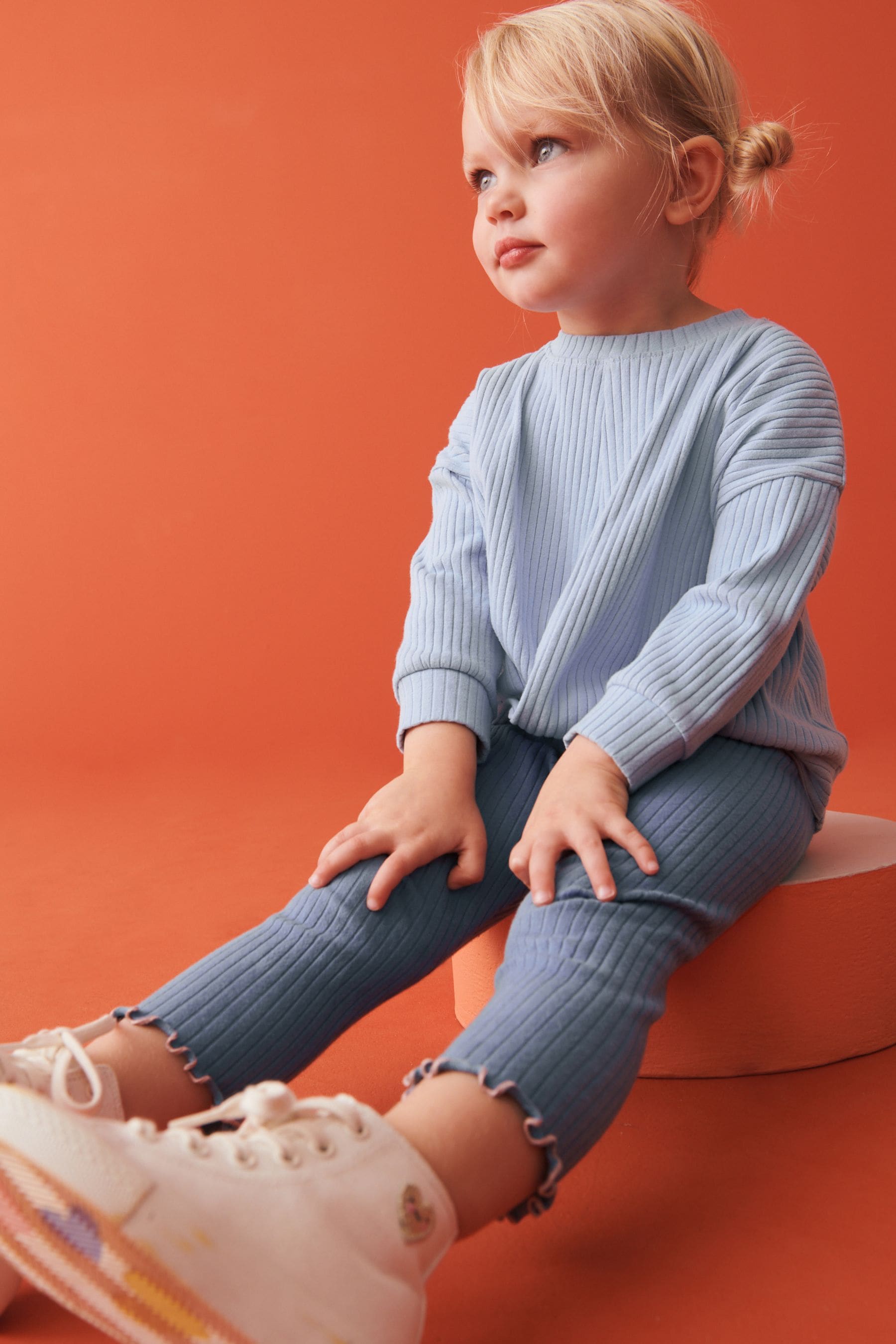 Blue Ribbed Top & Legging Set (3mths-7yrs)