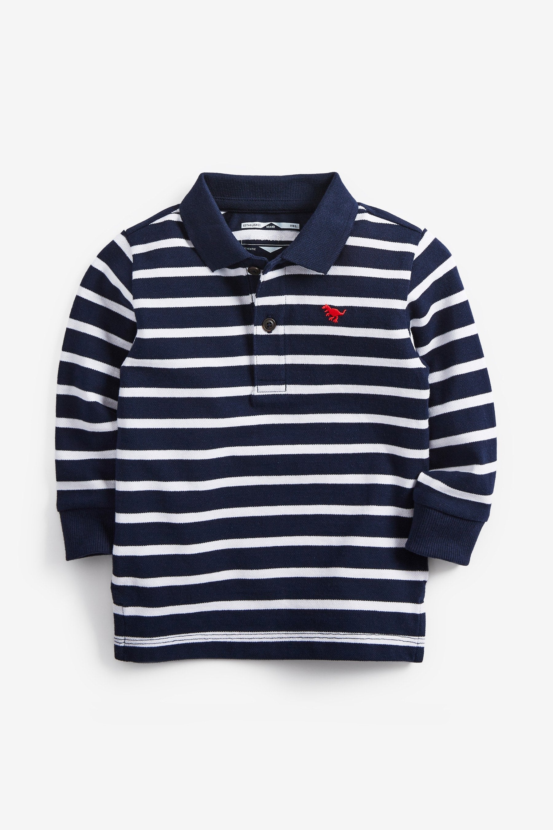 Navy/White Stripe Long Sleeve Stripe Polo Shirt (3mths-7yrs)