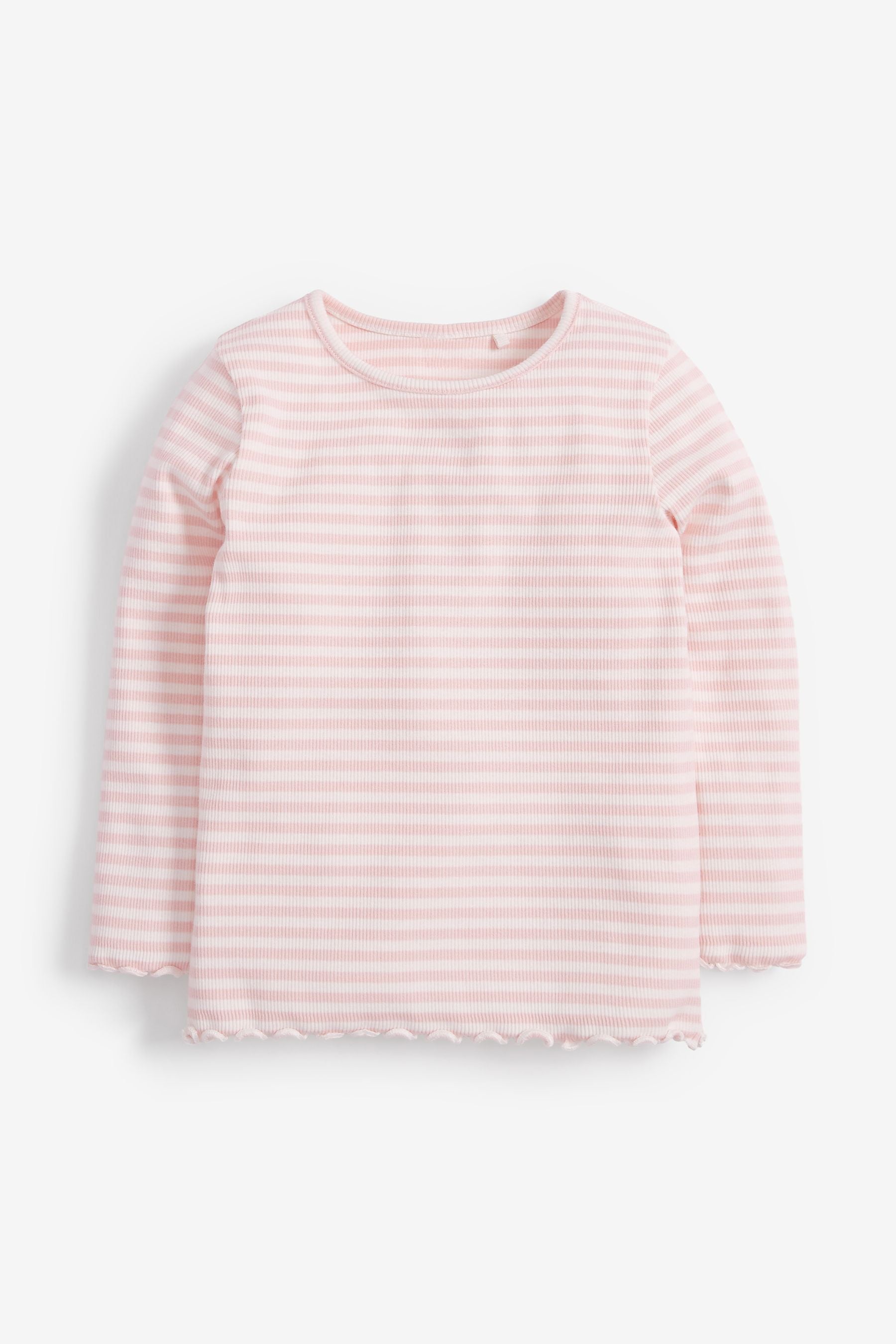 Pink 5 Pack Long Sleeve Rib Tops (3mths-7yrs)