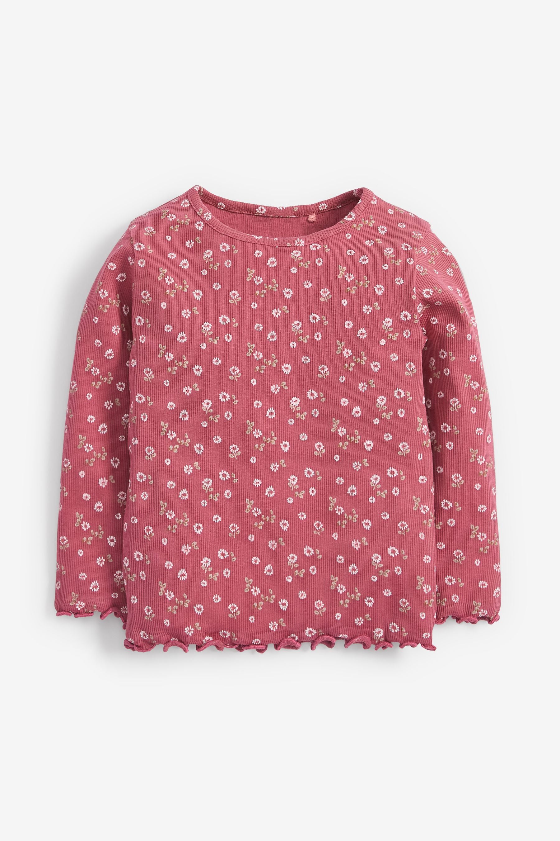 Pink 5 Pack Long Sleeve Rib Tops (3mths-7yrs)