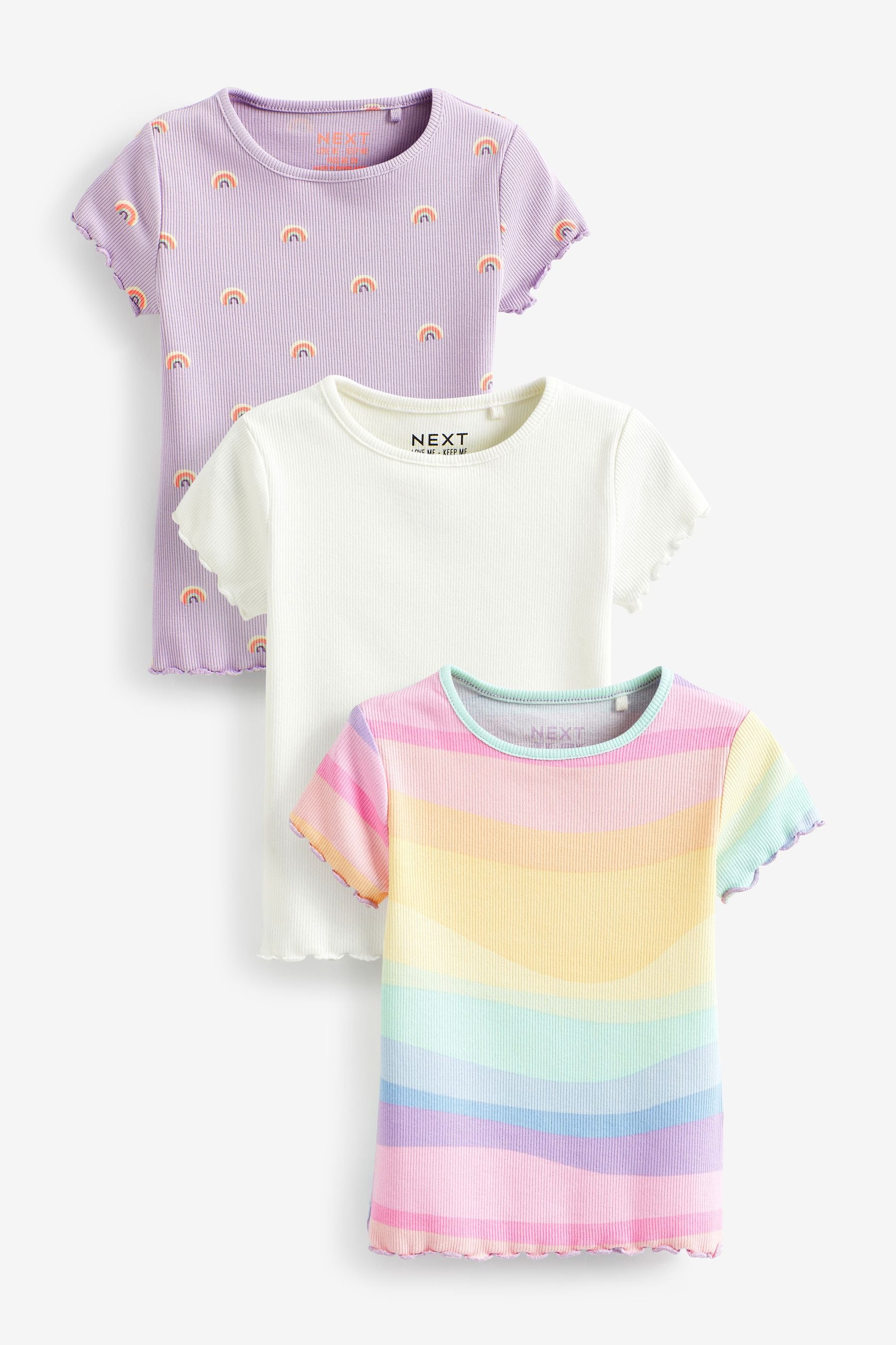 Lilac Purple Rainbow Rib T-Shirts 3 Pack (3mths-7yrs)