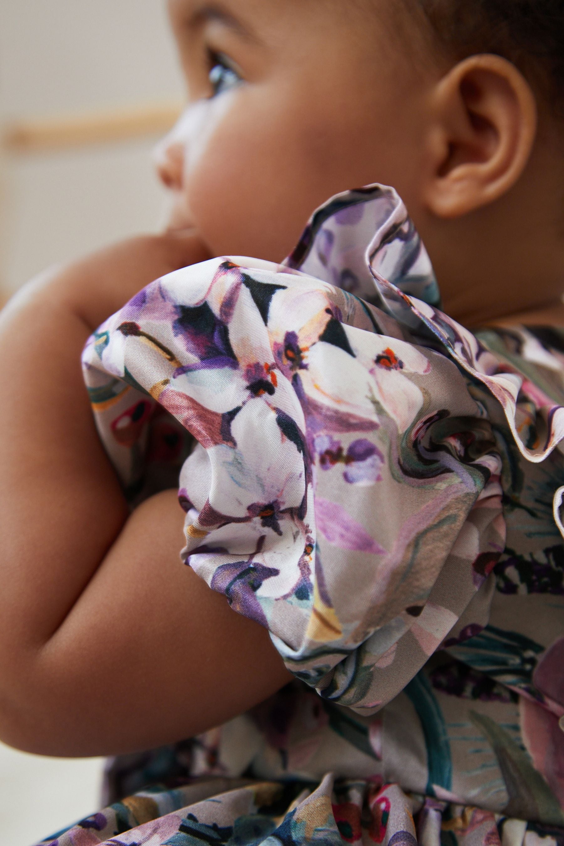 Purple Floral Baby Woven Occasion Dress (0mths-2yrs)