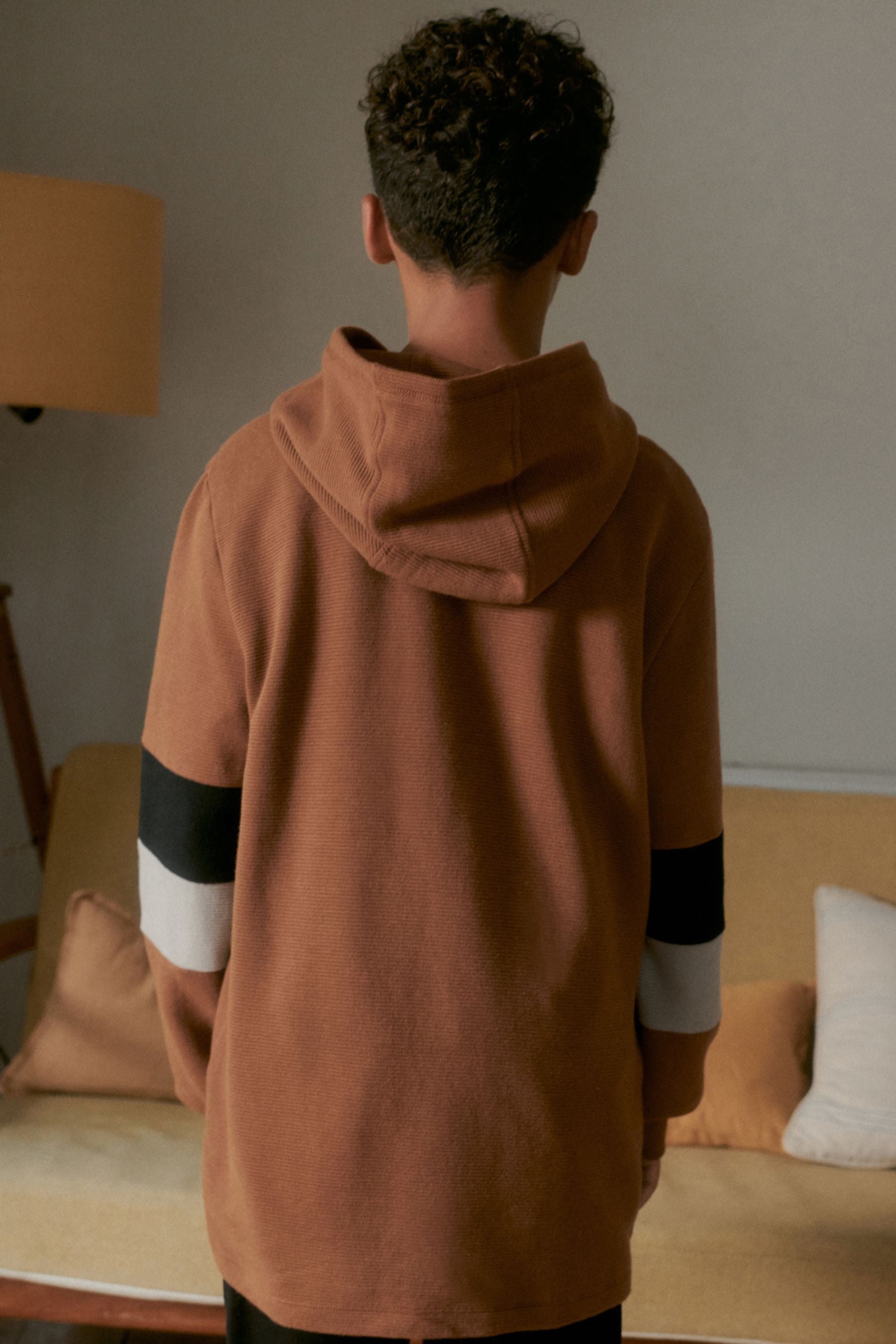 Rust Brown Textured Hoodie (3-16yrs)