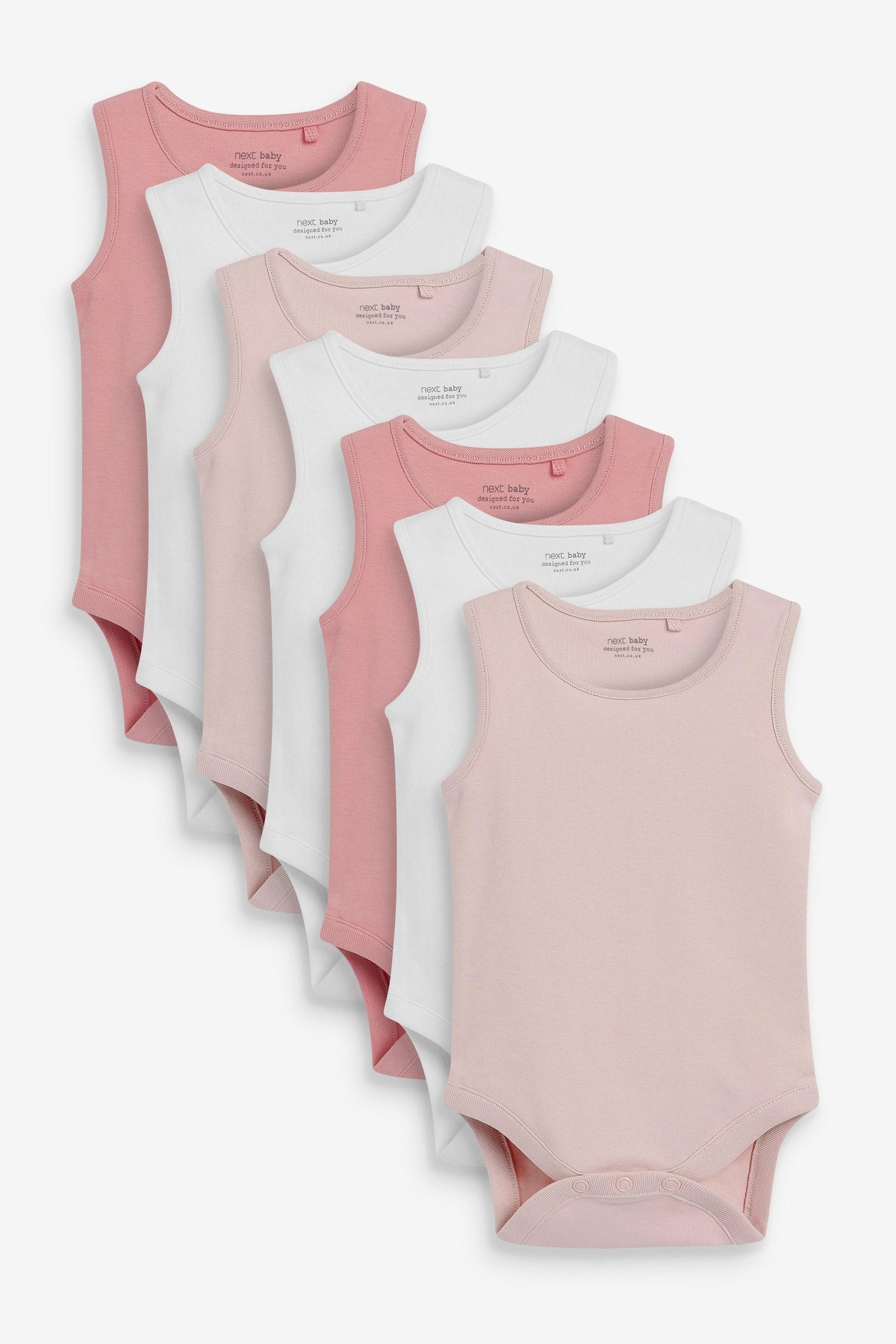 Pink/White Baby Vest Bodysuits