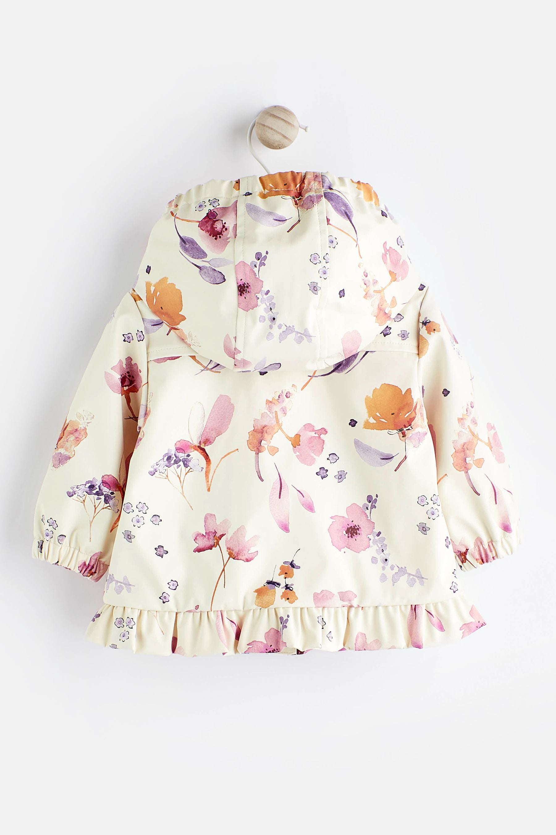 Pink/Cream Floral Rubberised Baby Jacket (0mths-2yrs)