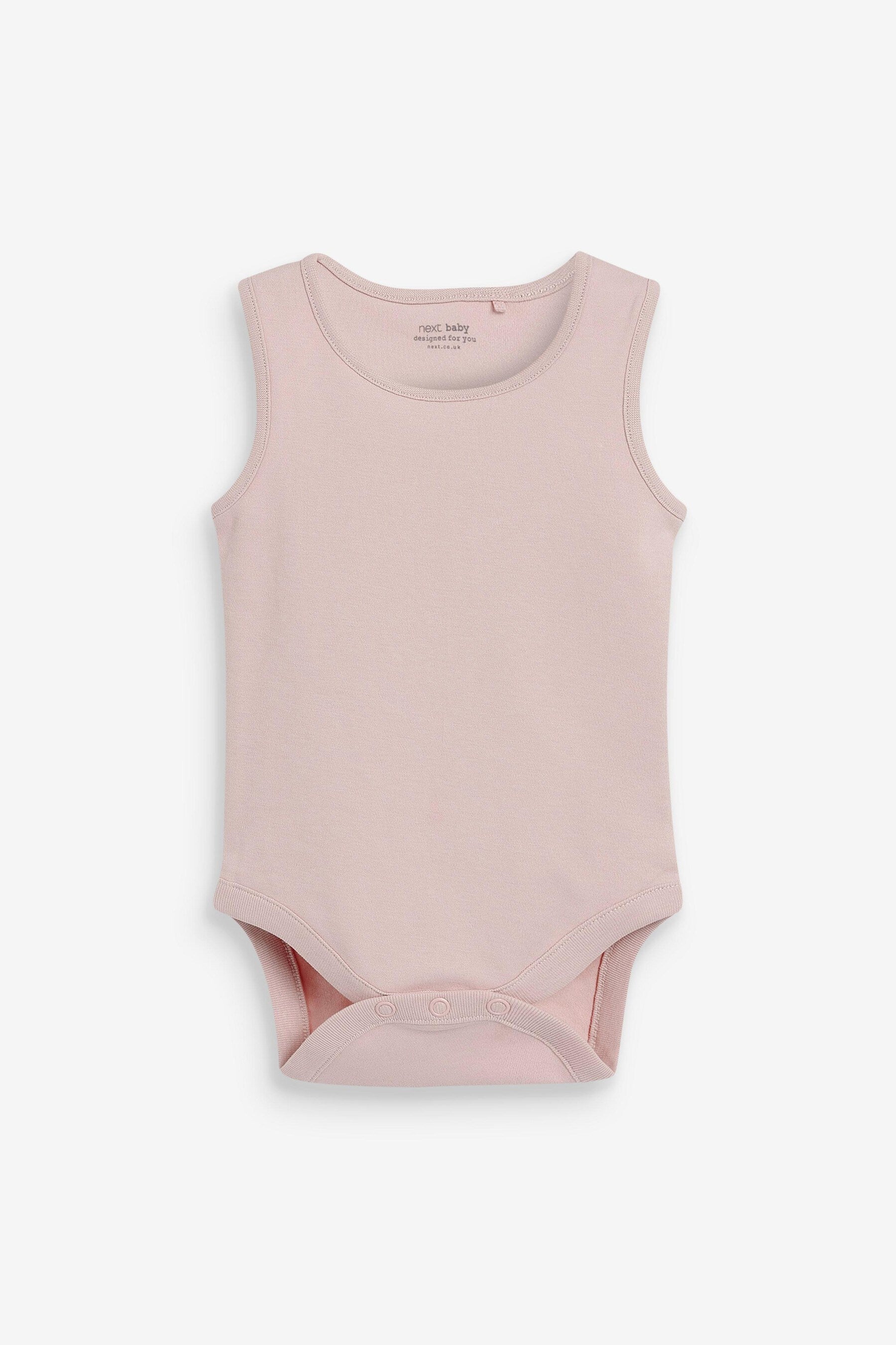 Pink/White Baby Vest Bodysuits