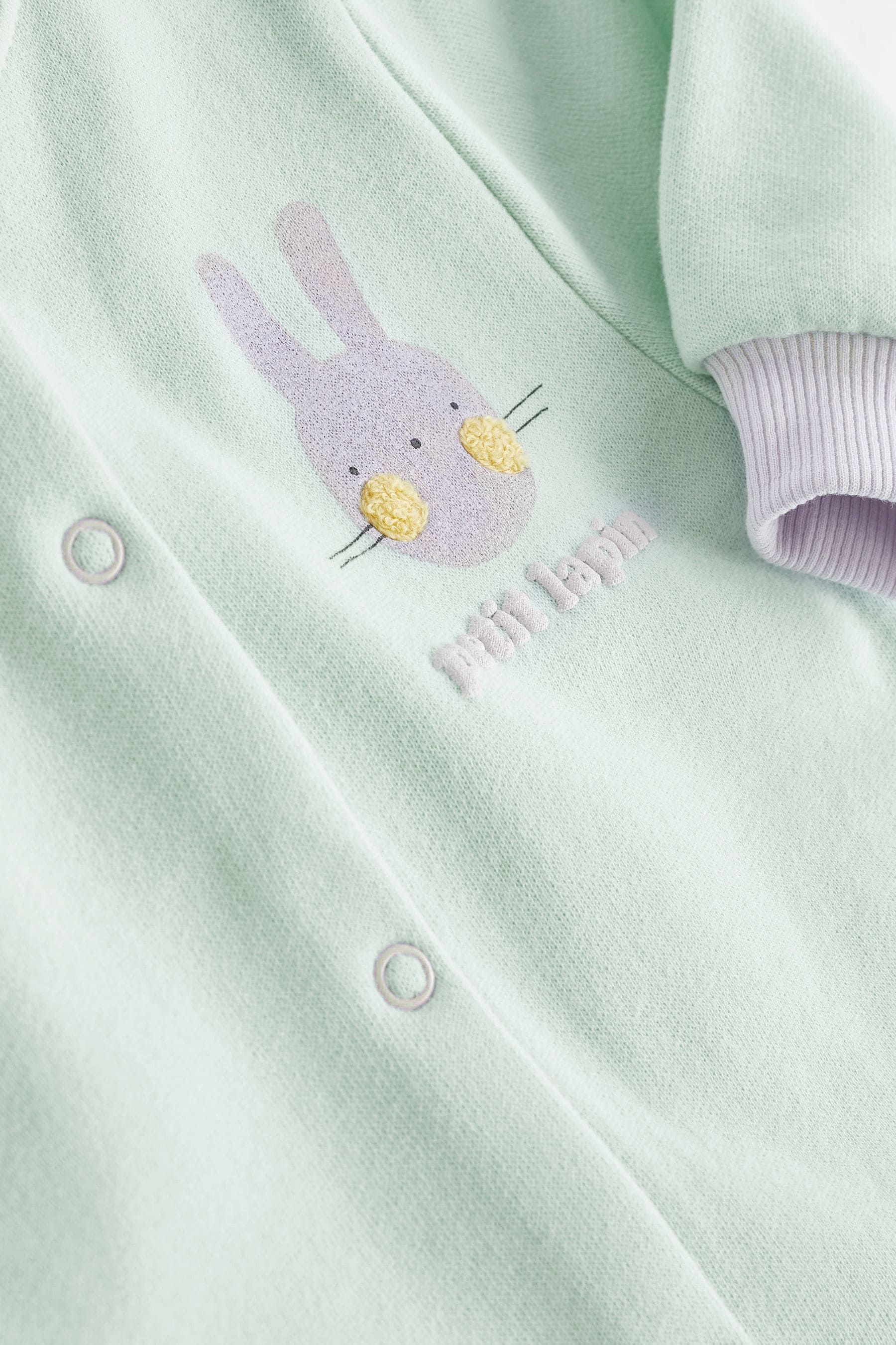 Mint Green Bunny Sweat Baby Romper