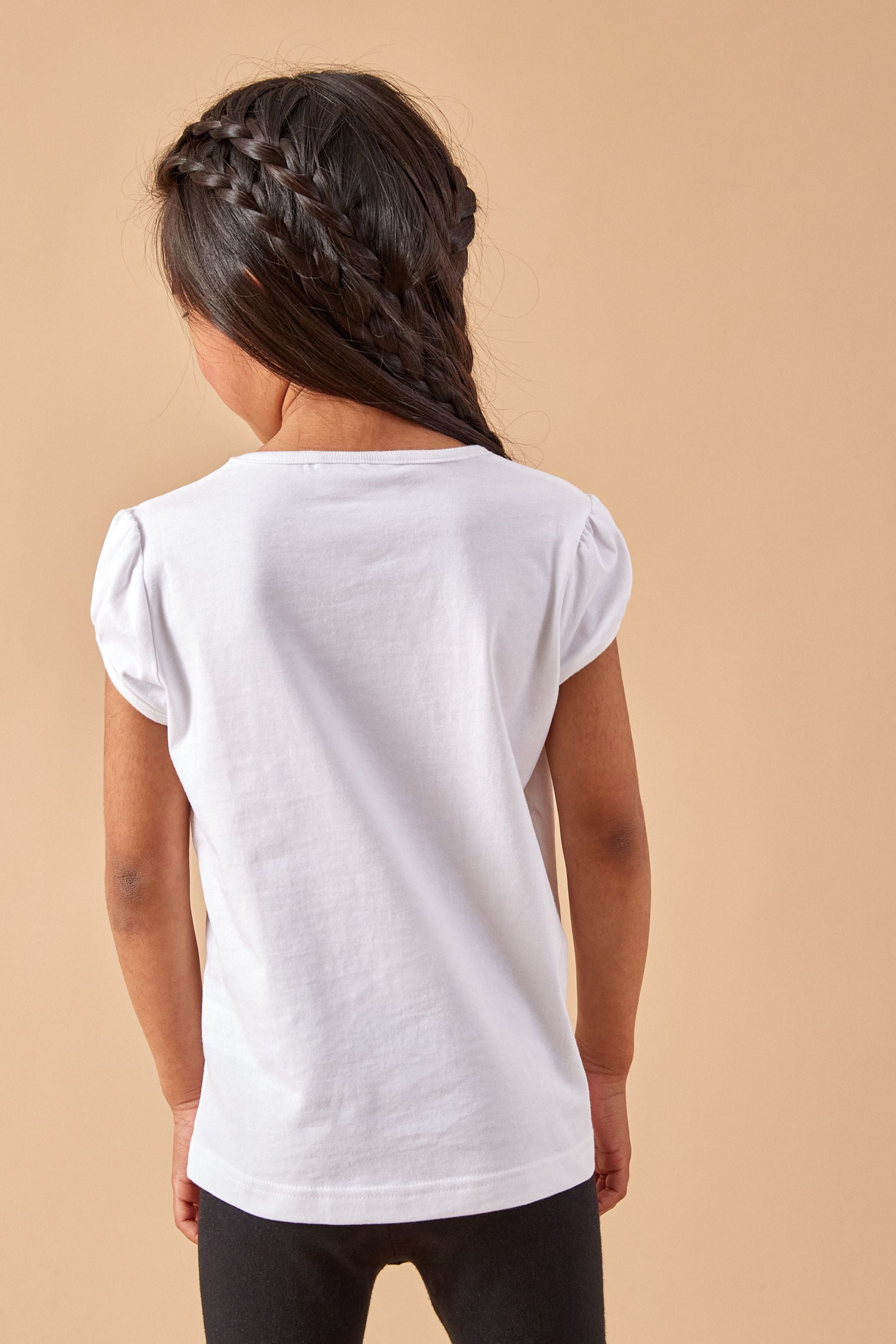 White 2 Pack Cotton Puff Sleeve T-Shirts (3-16yrs)