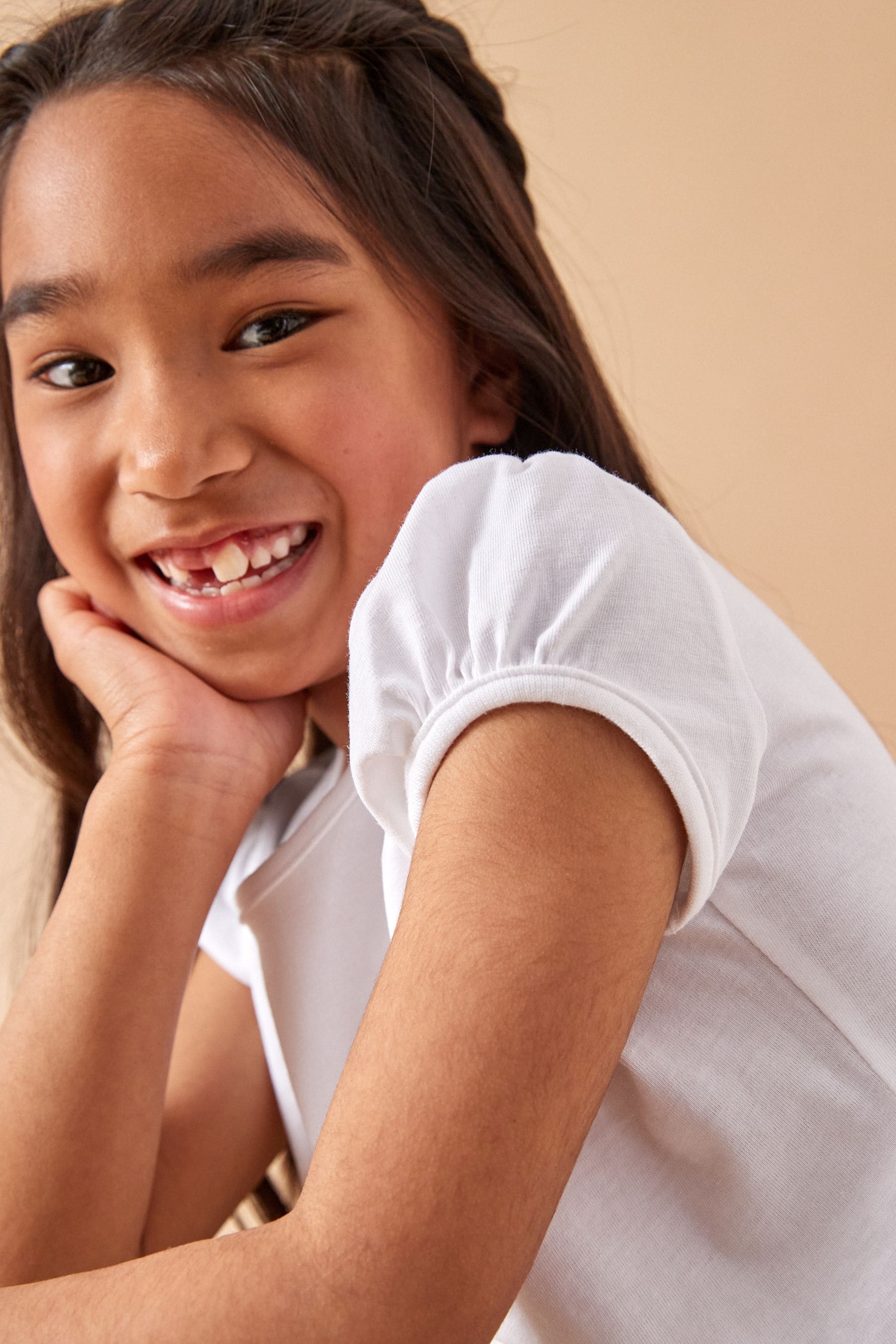 White 2 Pack Cotton Puff Sleeve T-Shirts (3-16yrs)