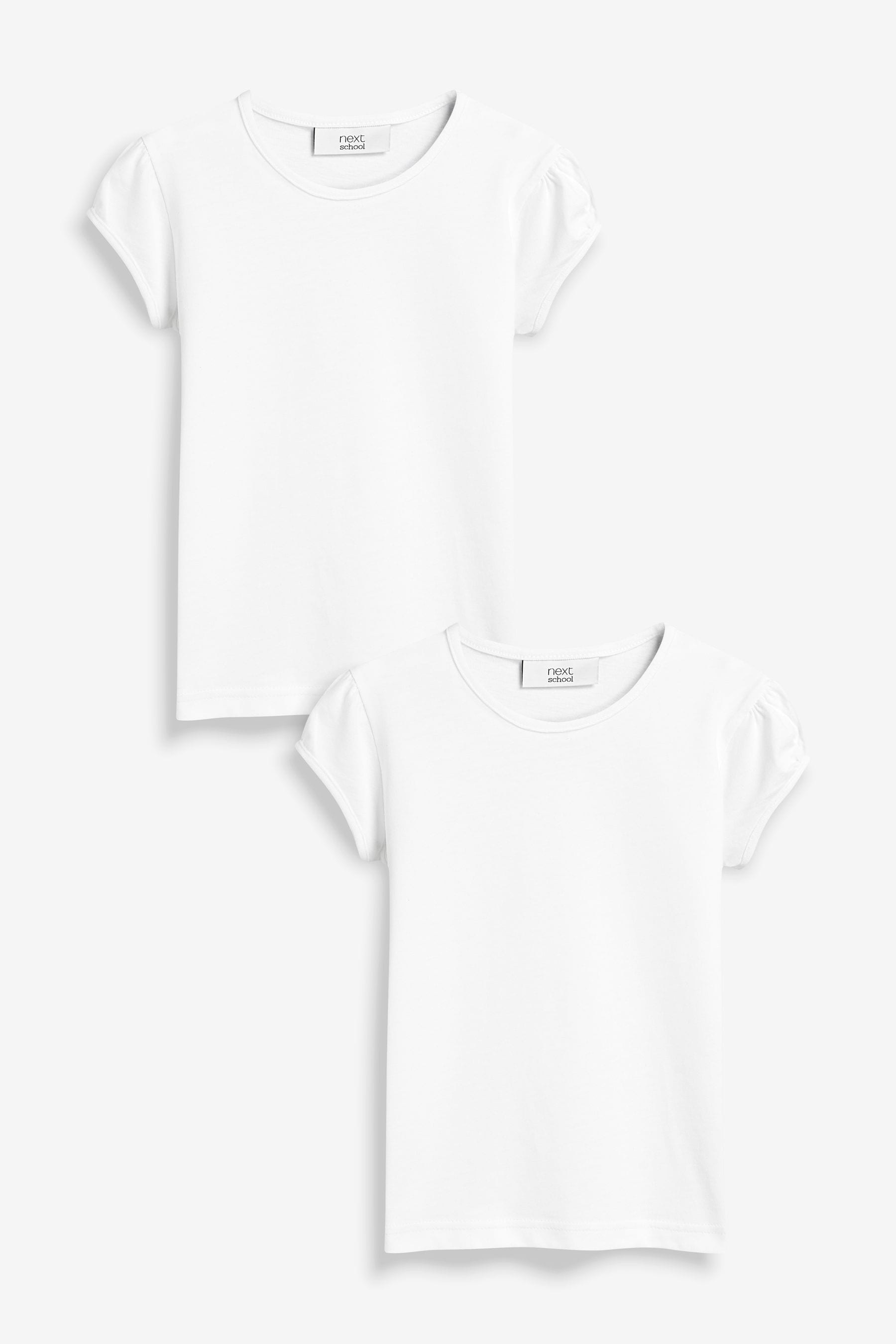 White 2 Pack Cotton Puff Sleeve T-Shirts (3-16yrs)