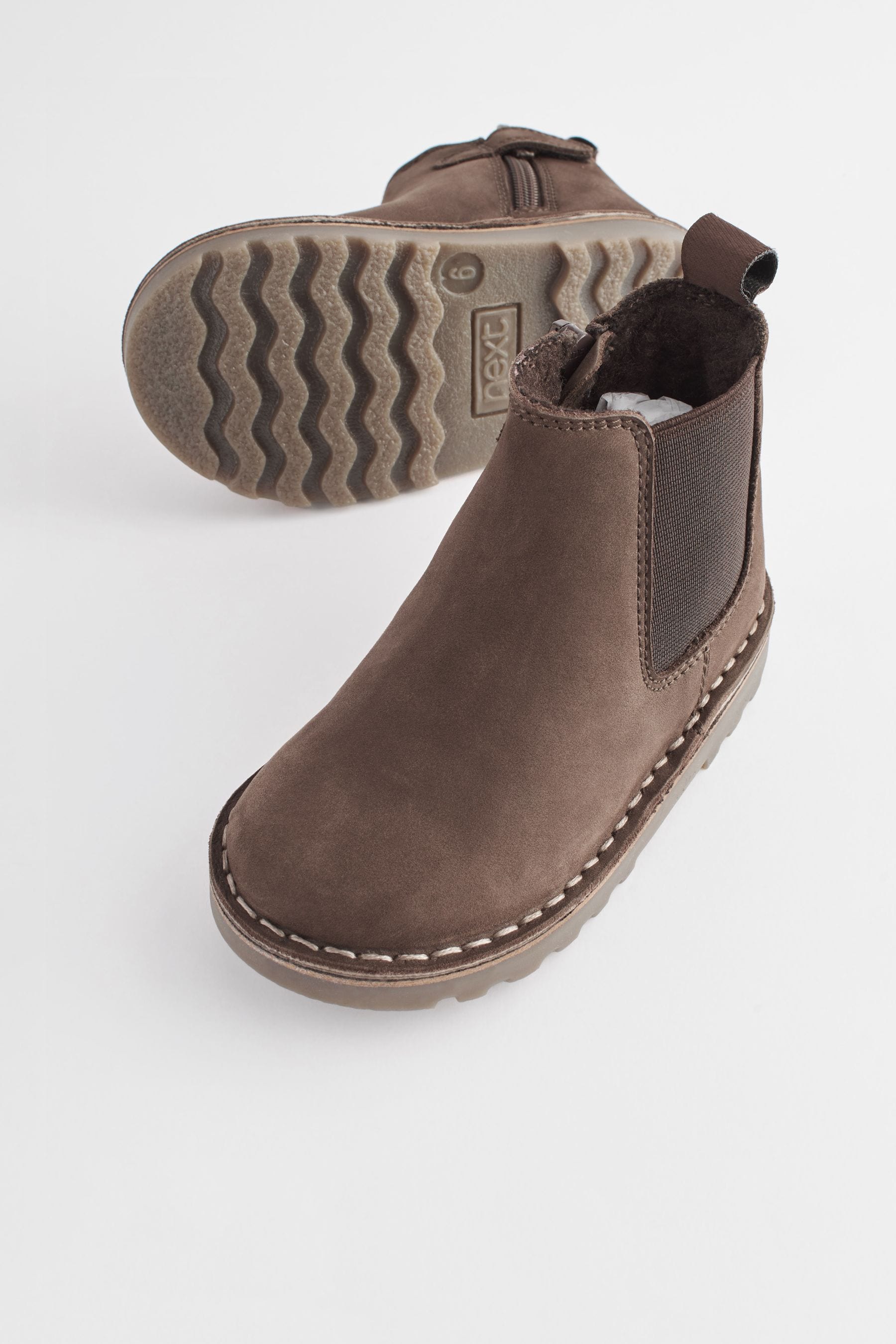 Chocolate Brown Warm Lined Leather Chelsea Boots