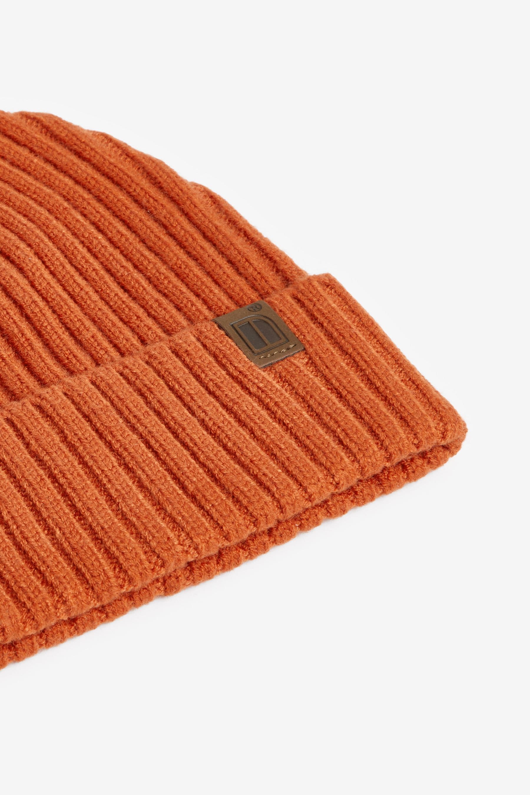 Burnt Orange Knitted Rib Beanie Hat (1-16yrs)