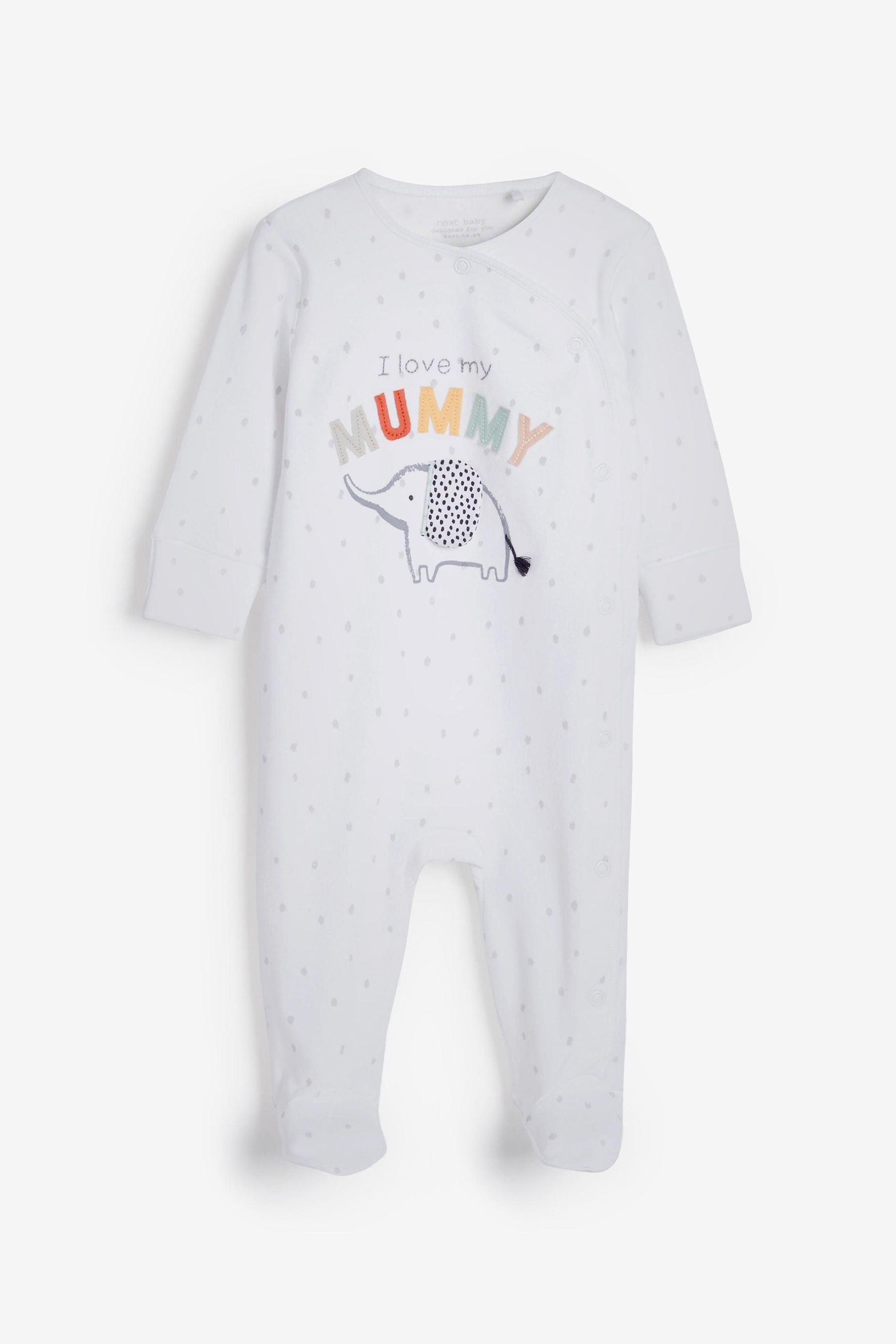 Mummy Elephant Single Baby Sleepsuit (0-18mths)