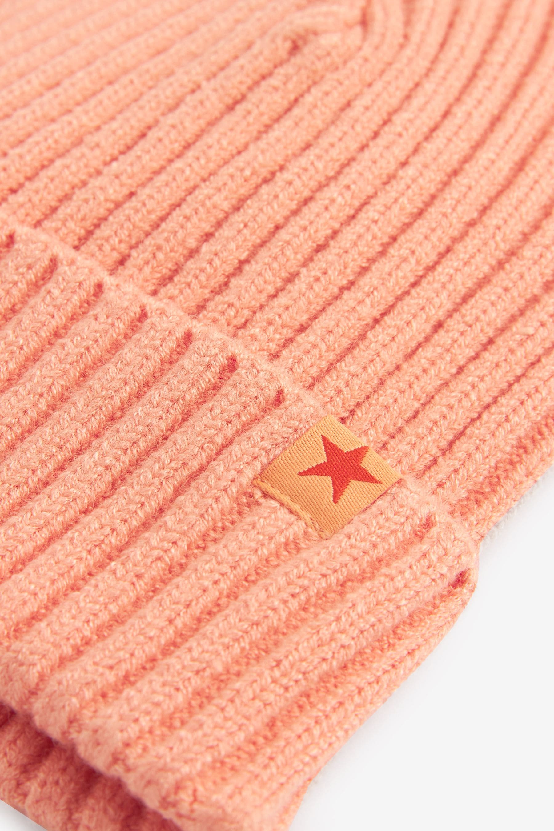 Peach Pink Rib Beanie Hat (1-16yrs)