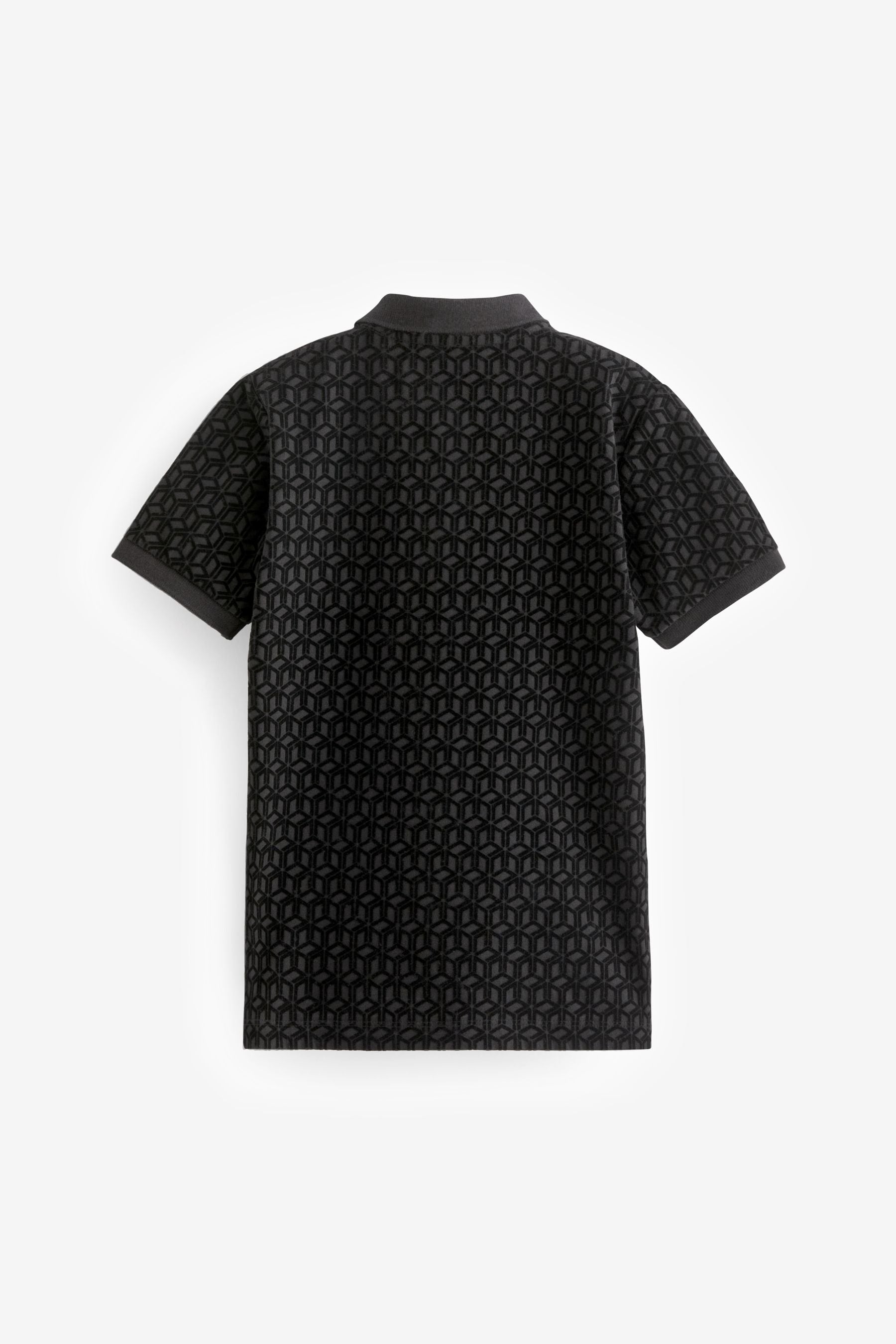 Black Short Sleeve Flock Polo Shirt (3-16yrs)