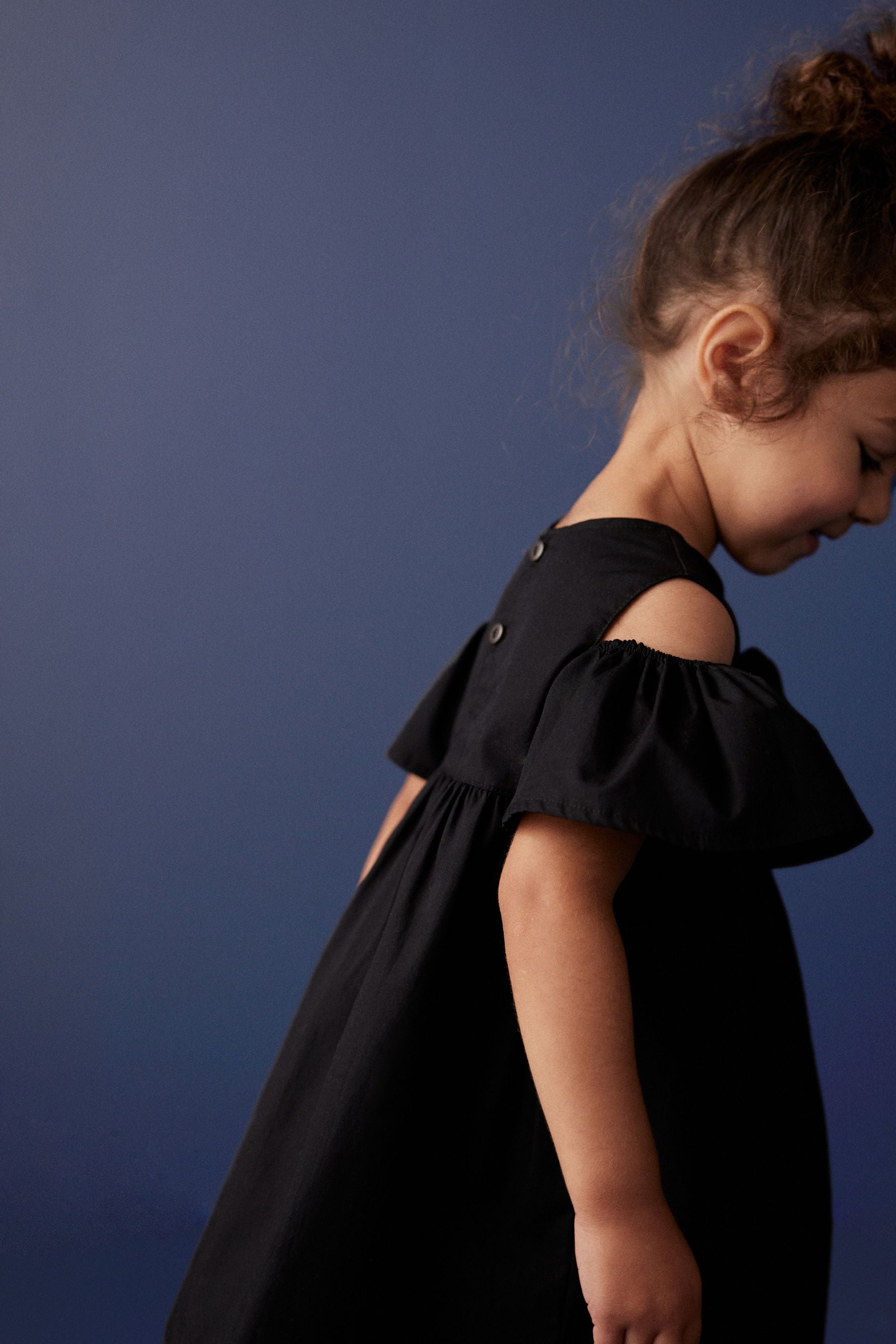 Black Corsage Cold-Shoulder Dress (3mths-8yrs)