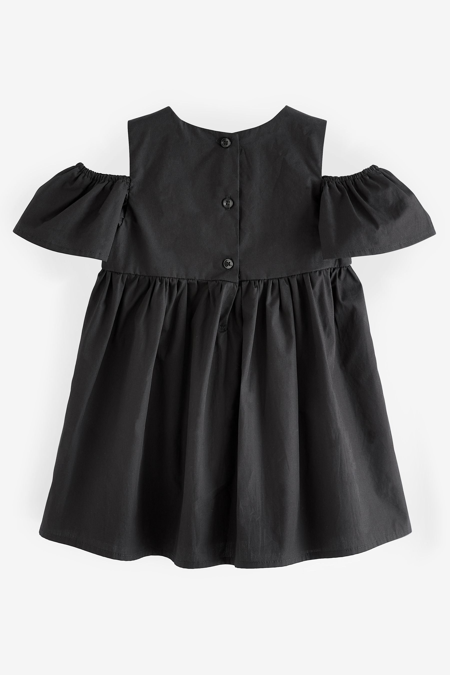 Black Corsage Cold-Shoulder Dress (3mths-8yrs)