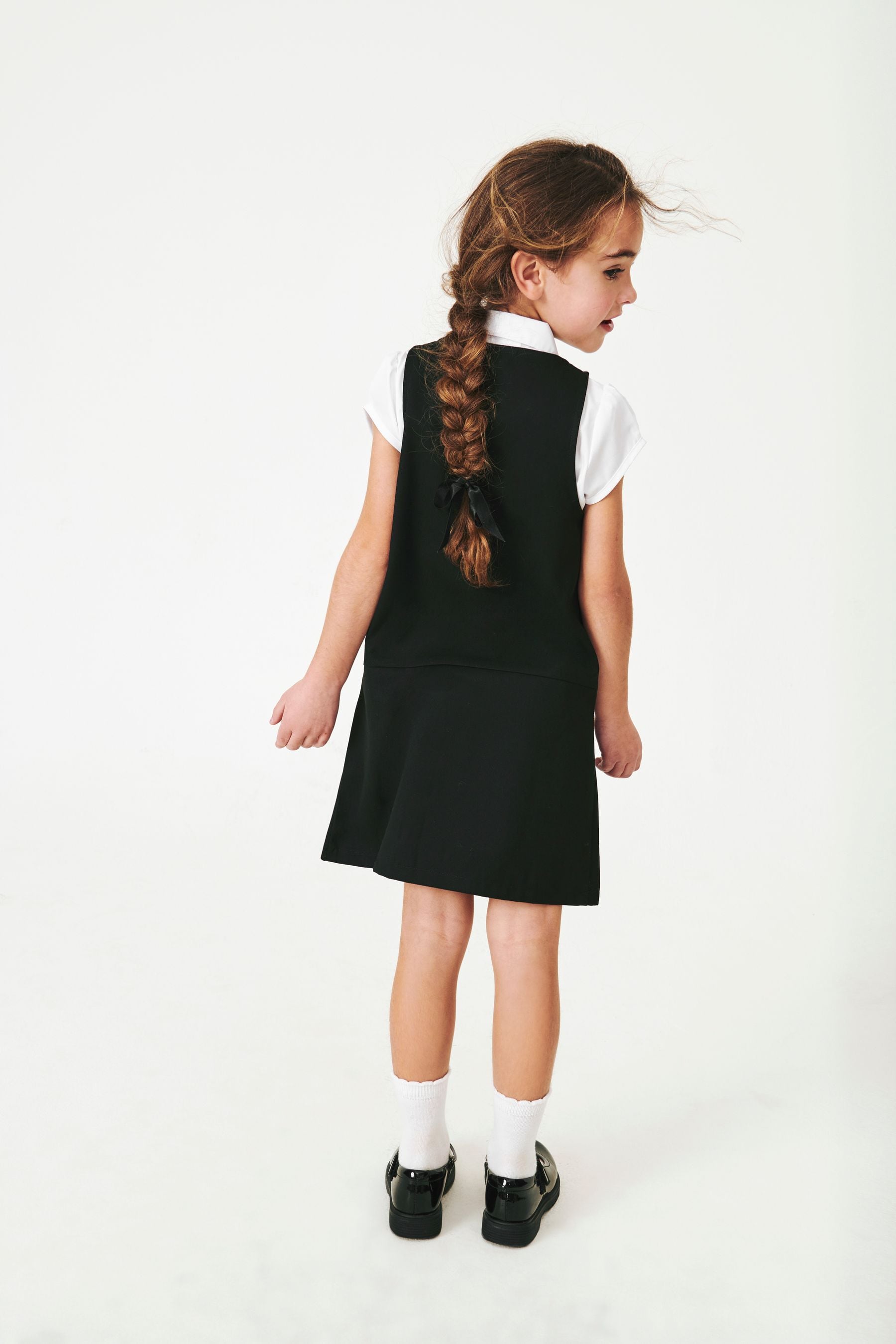 Black Zip Front School Pinafore (3-14yrs)