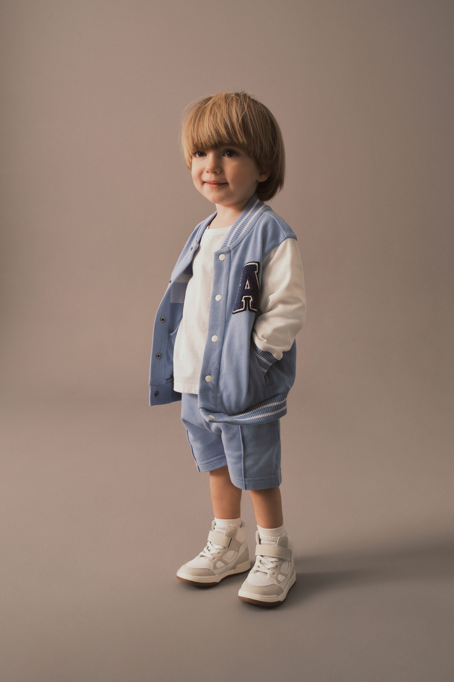 Light Blue Letterman and Shorts Set (3mths-7yrs)