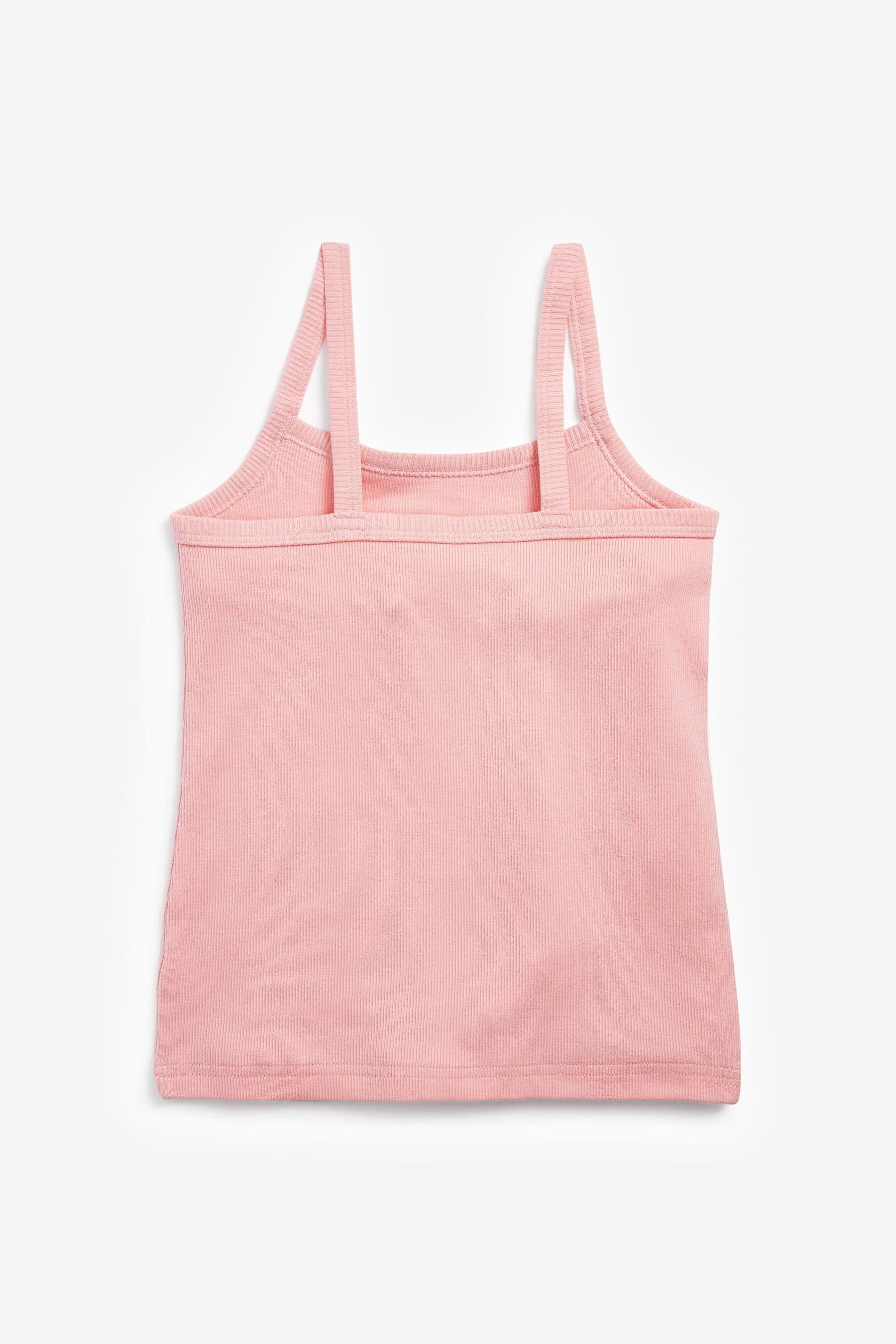 Grey/Pink/White 3 Pack Rib Strappy Cami Vests (1.5-16yrs)