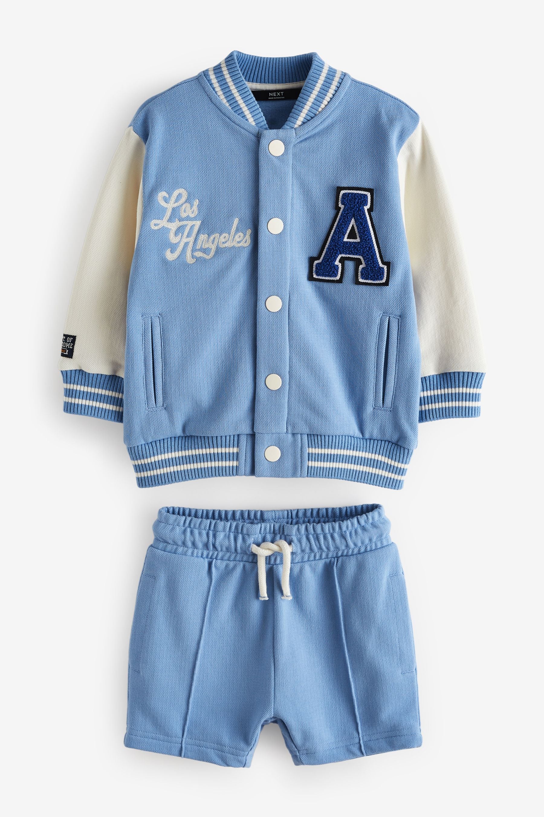 Light Blue Letterman and Shorts Set (3mths-7yrs)