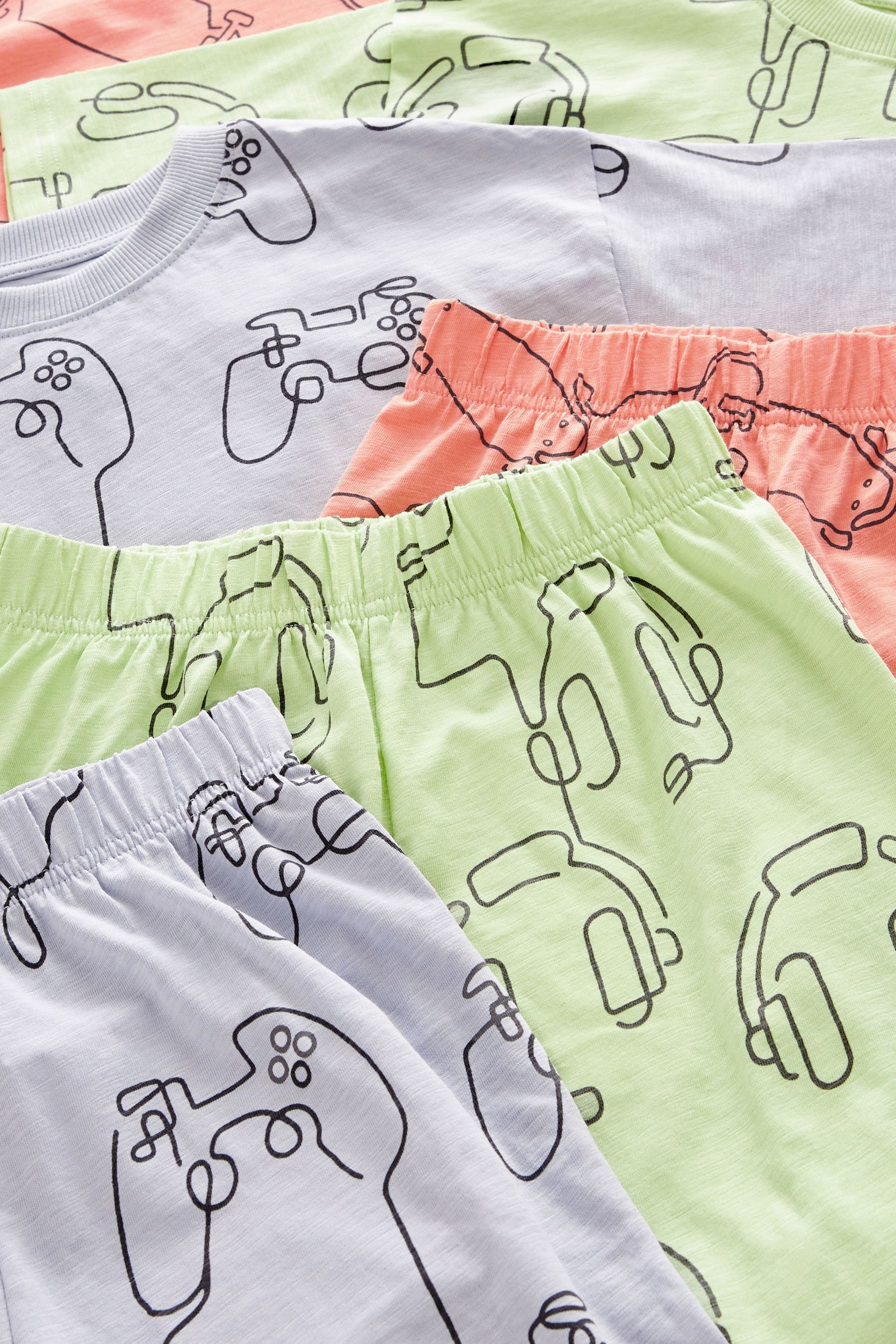 Multi Pastel Linear Character Short Pyjamas 3 Pack (3-16yrs)