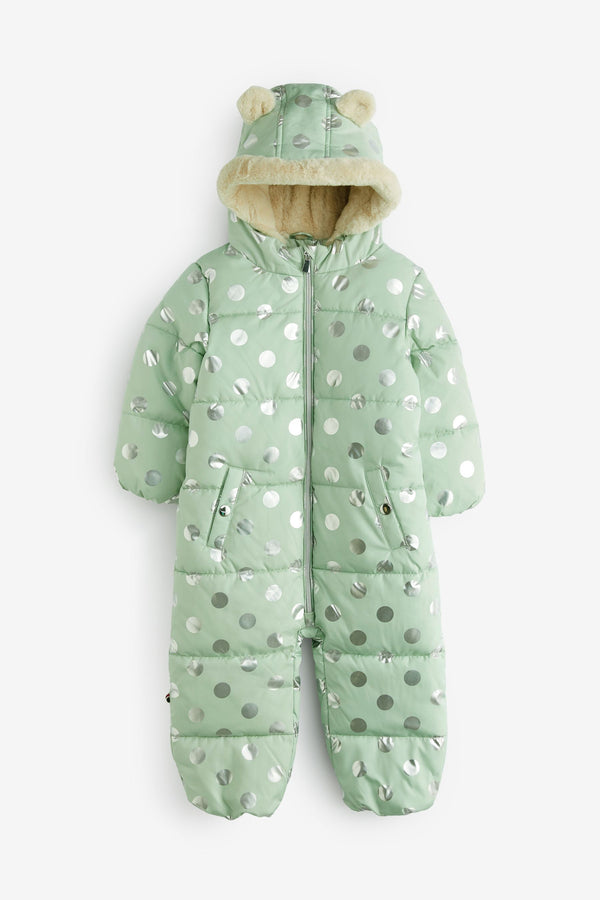 Mint Green Shower Resistant Foil Spot Snowsuit (3mths-7yrs)