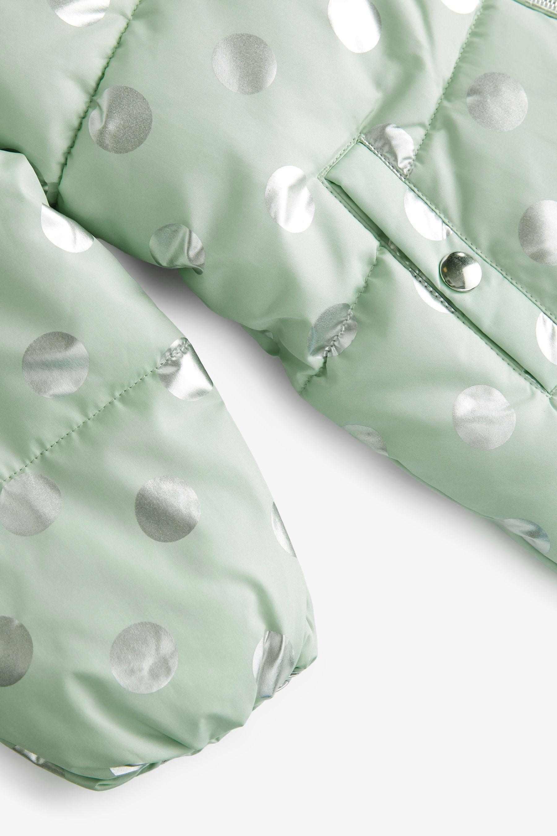 Mint Green Shower Resistant Foil Spot Snowsuit (3mths-7yrs)