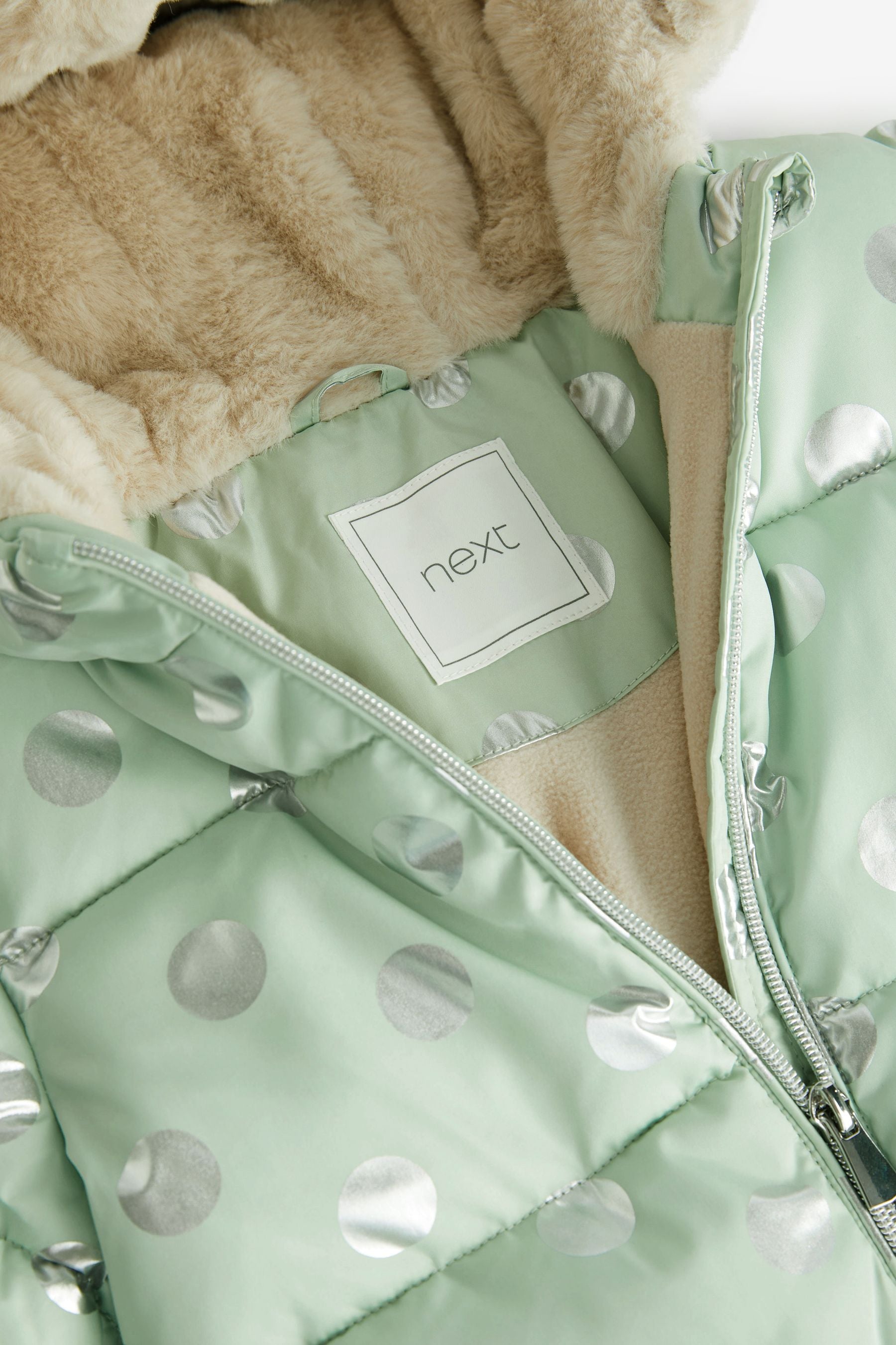 Mint Green Shower Resistant Foil Spot Snowsuit (3mths-7yrs)