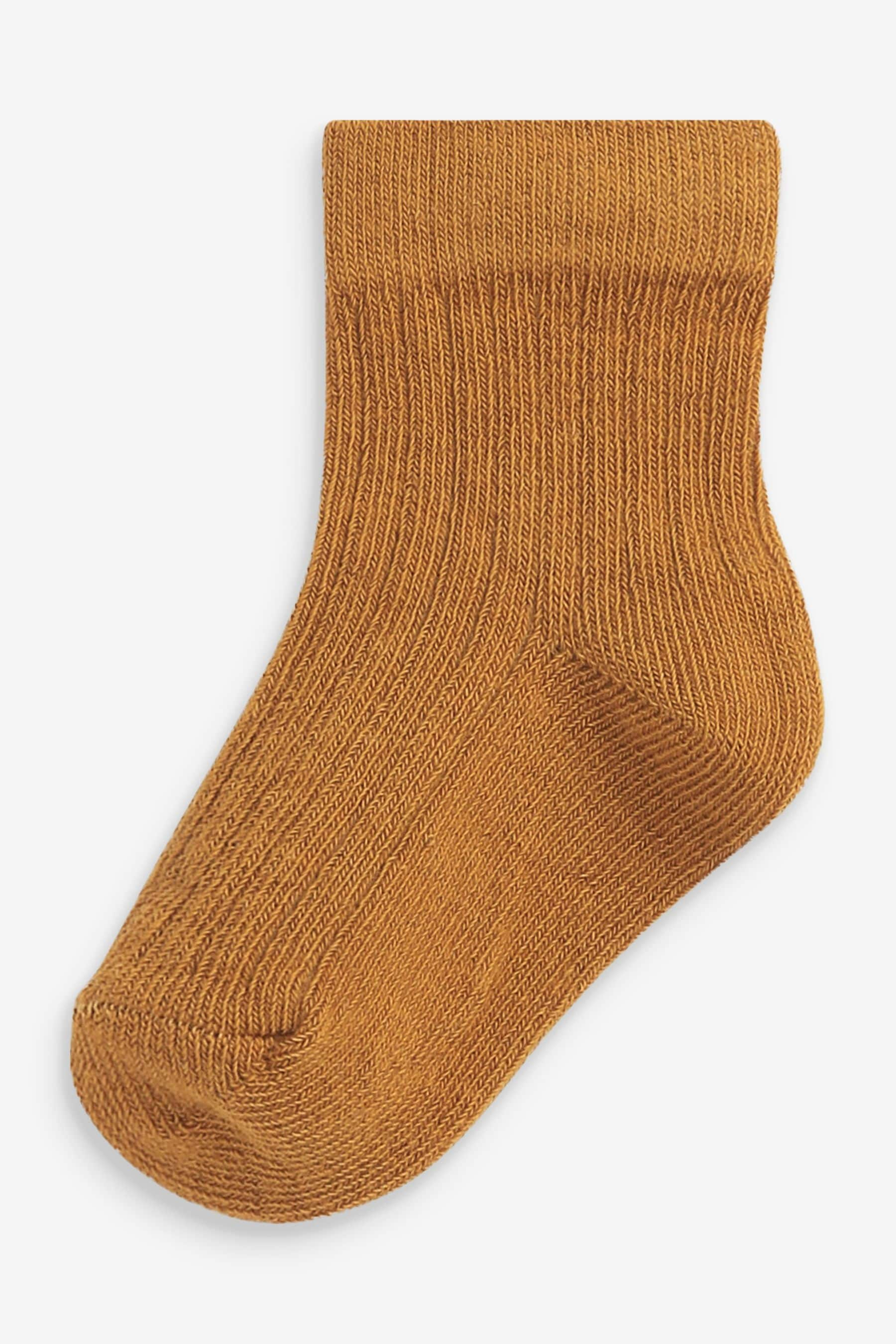 Rust Brown Baby Rib Socks 7 Packs (0mths-2yrs)