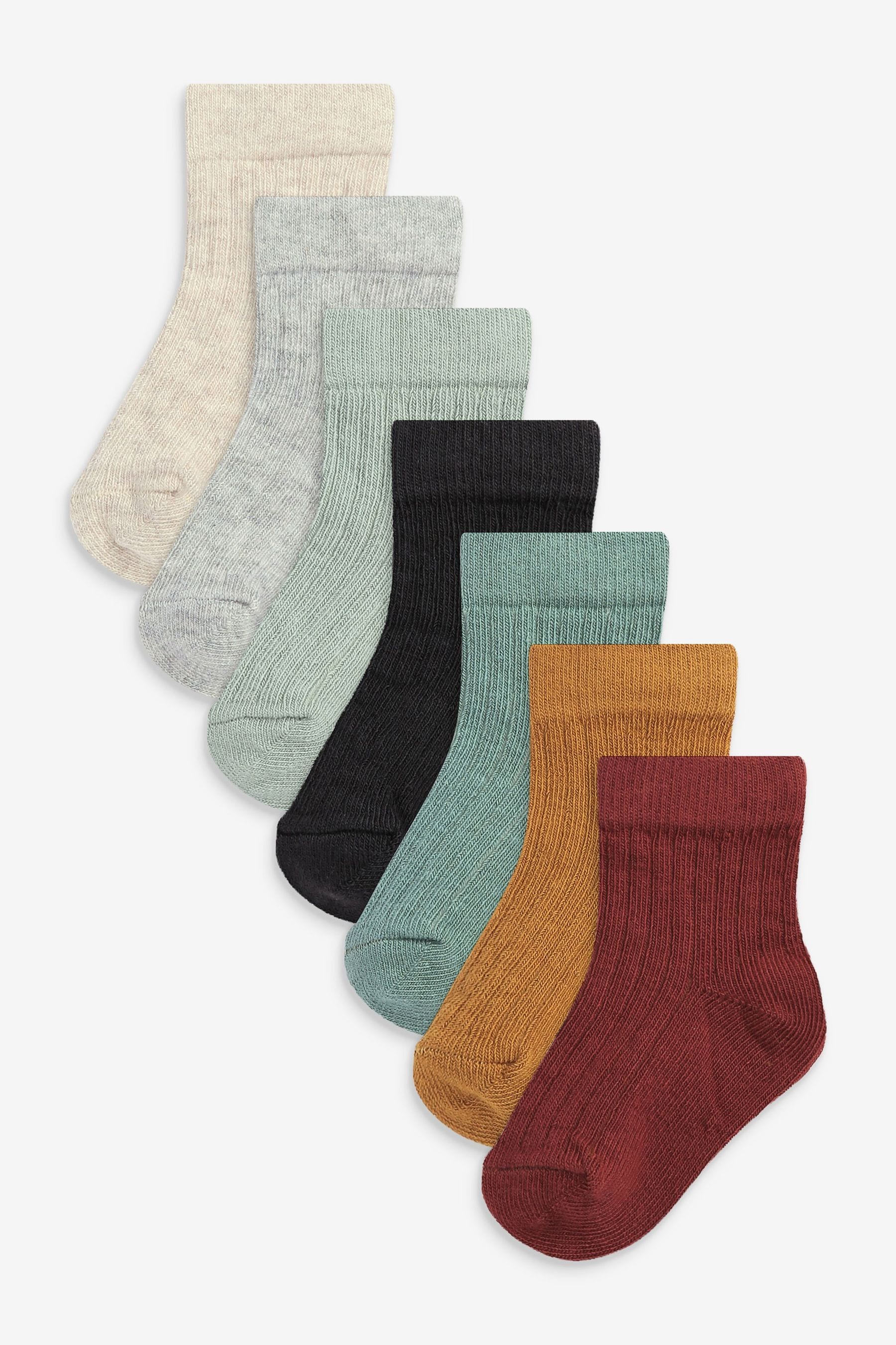 Rust Brown Baby Rib Socks 7 Packs (0mths-2yrs)