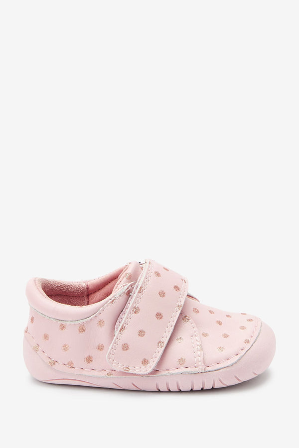 Pink Leather Crawler Shoes