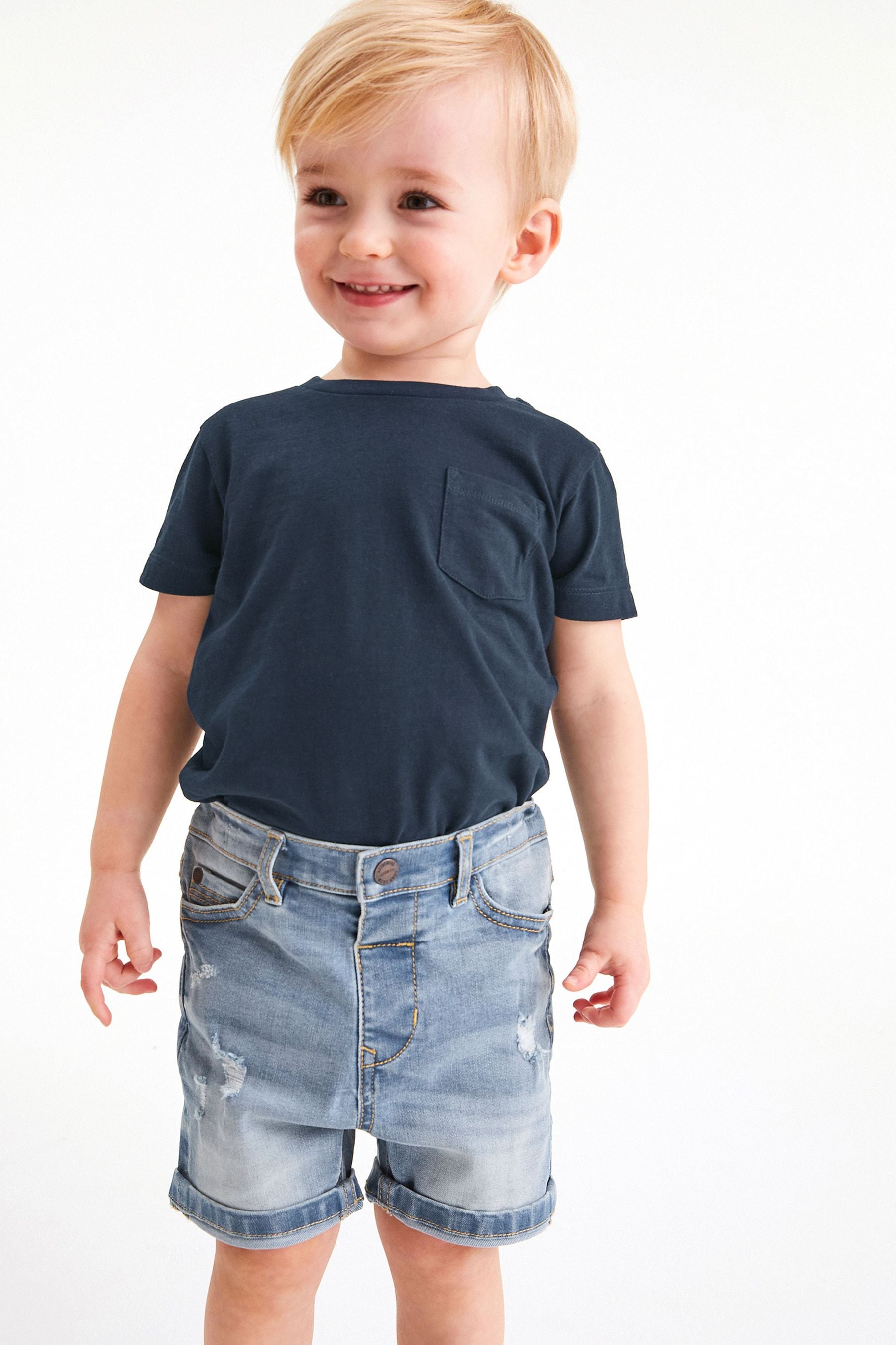 Navy Blue Short Sleeve Plain T-Shirt (3mths-7yrs)