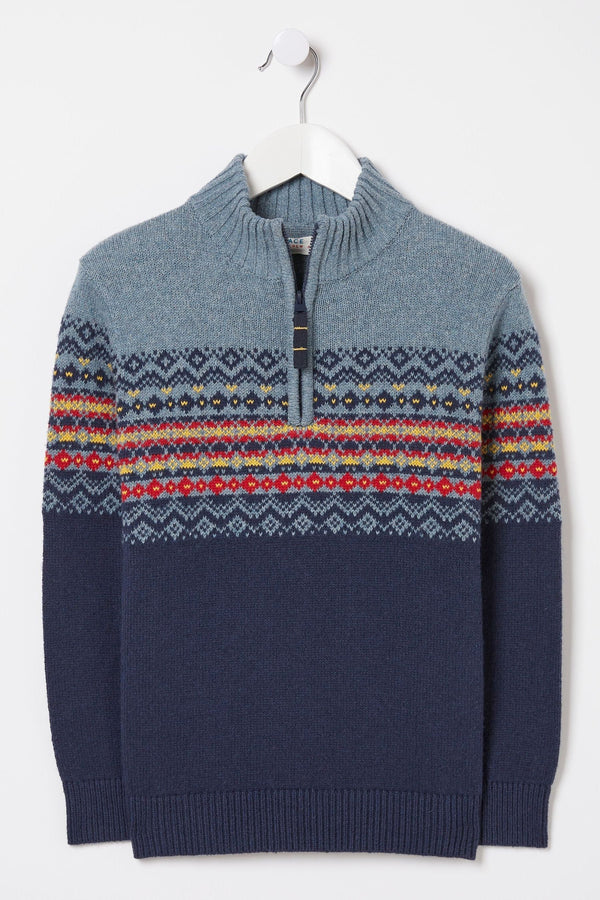 Blue FatFace Fairisle Half Neck Jumper