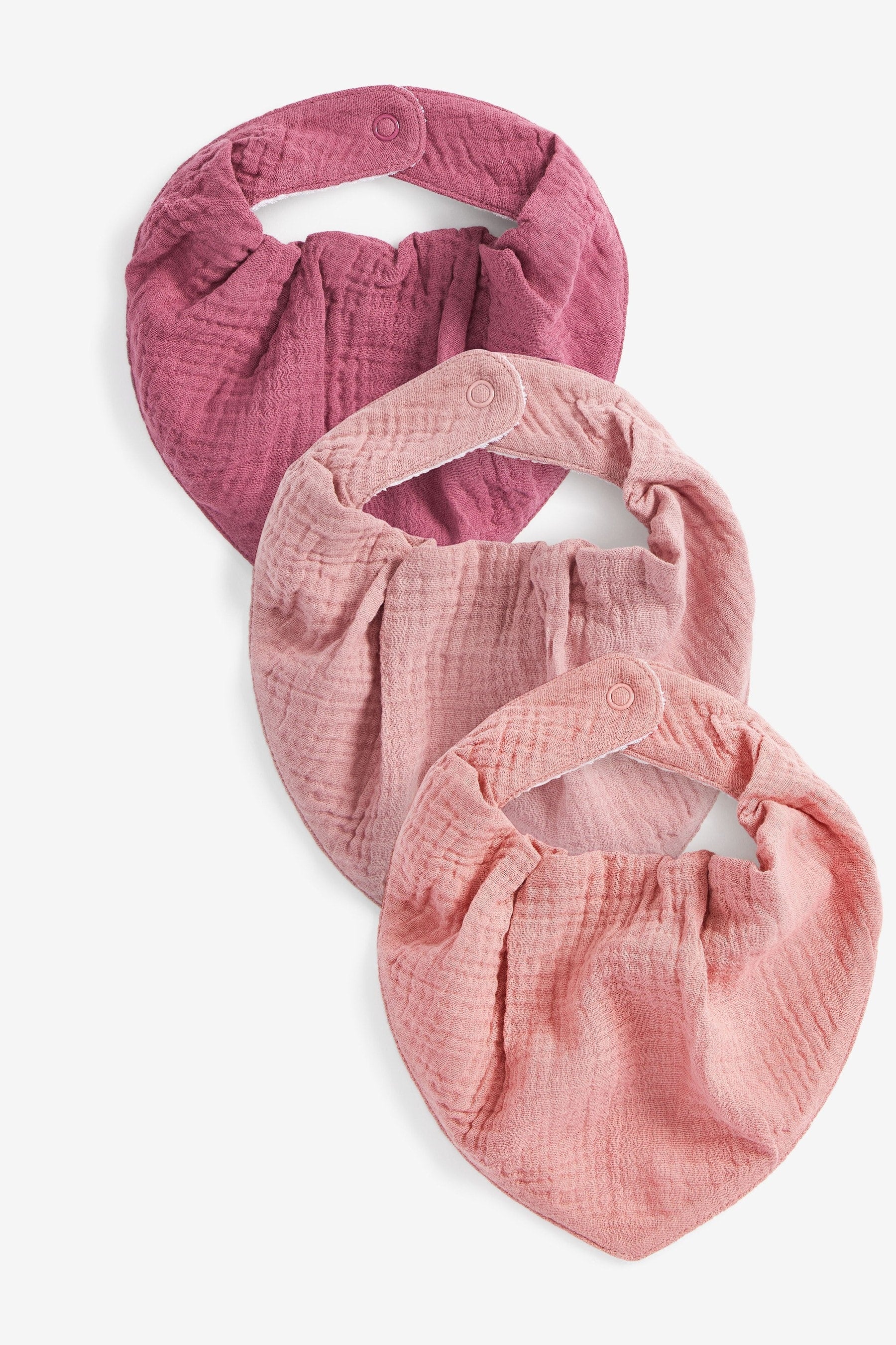 Pink Muslin Dribble Baby Bibs 3 Pack