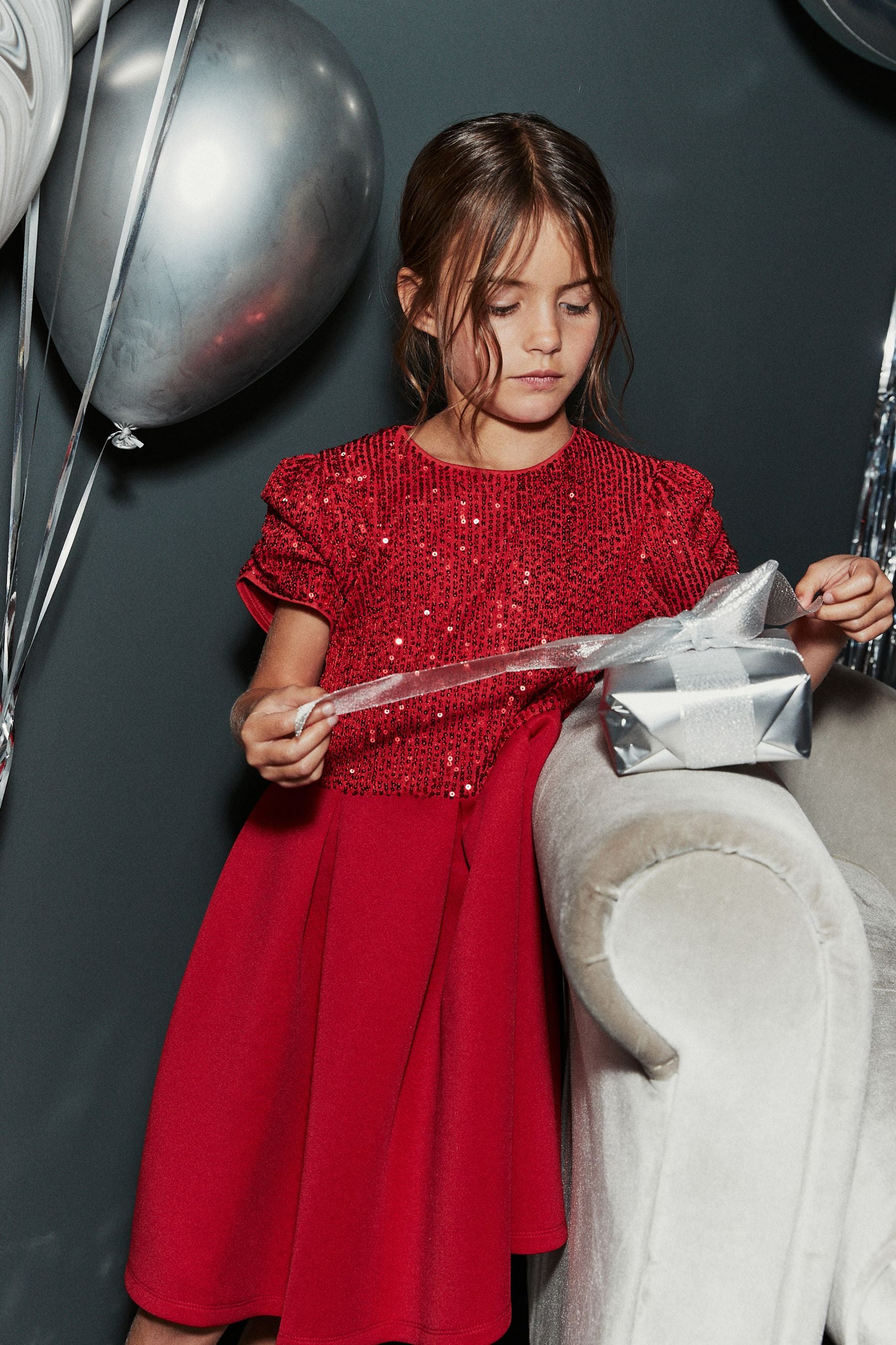 Red Scuba Occassion Dress (1.5-16yrs)