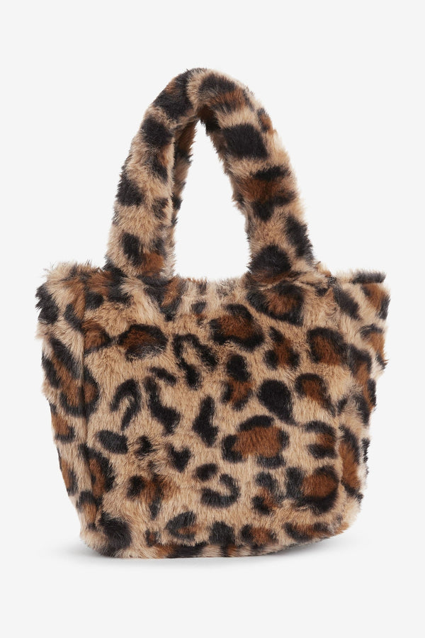 Brown Faux Fur Bucket Bag