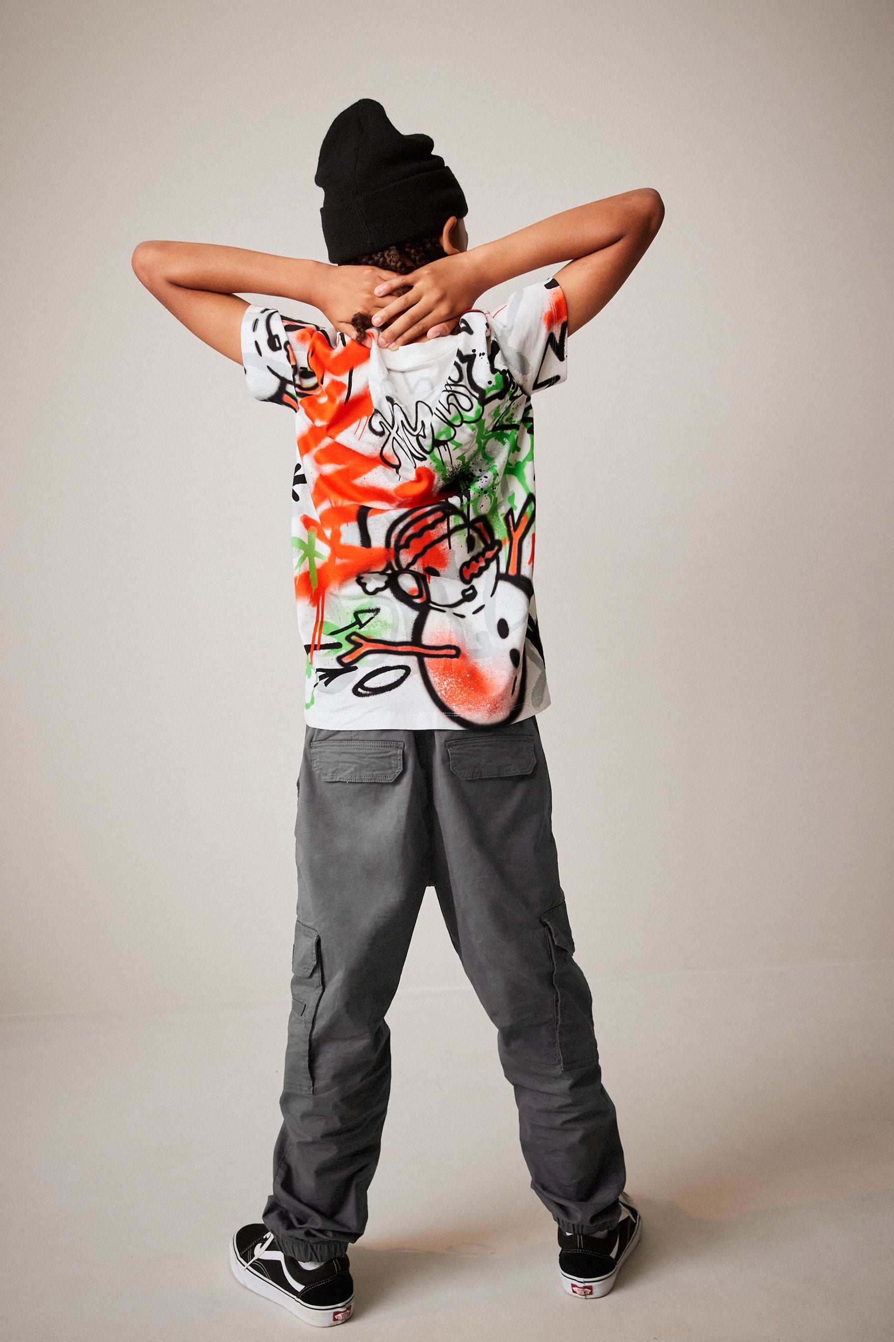 Multi Graffiti Short Sleeve Christmas T-Shirt (3-16yrs)