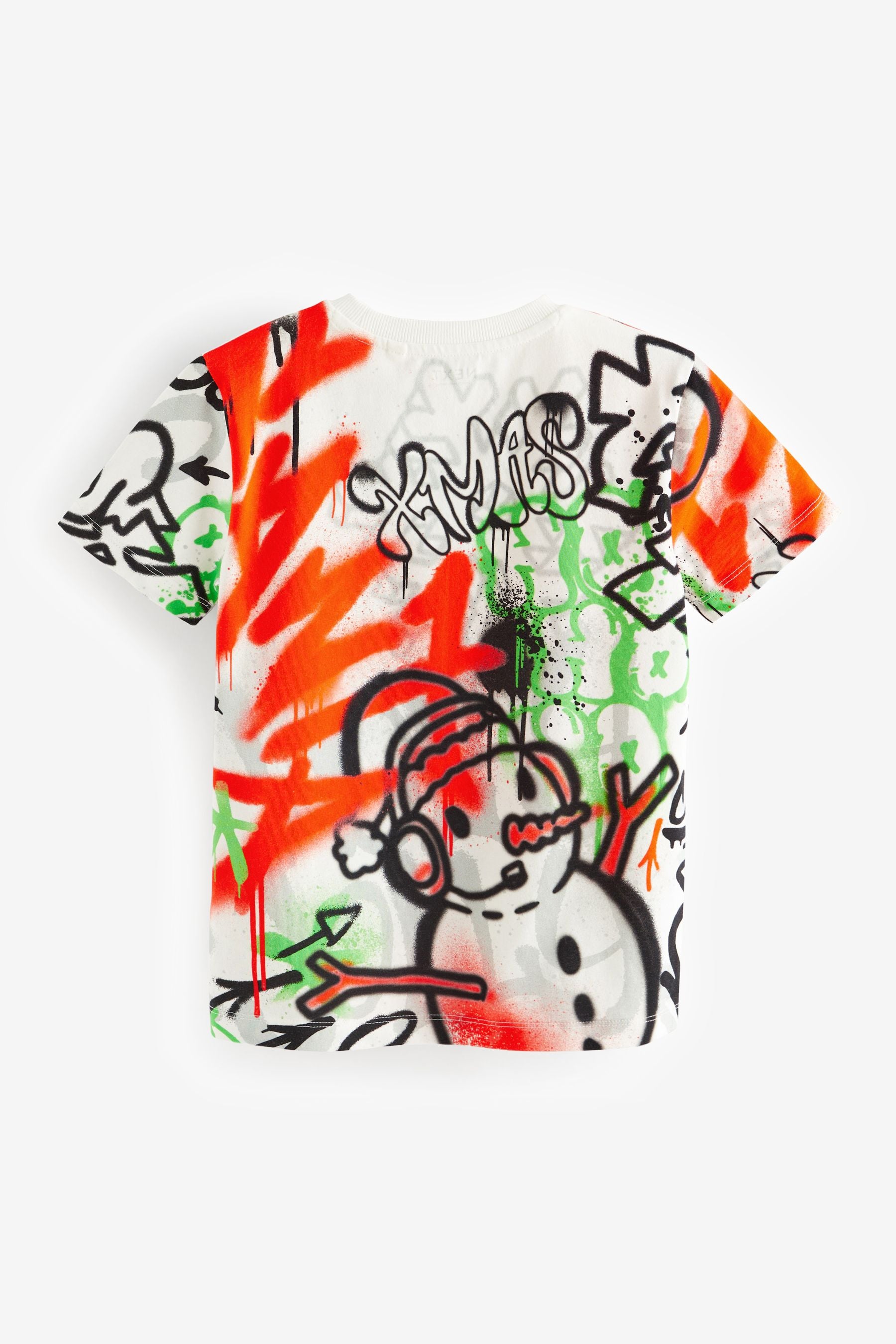 Multi Graffiti Short Sleeve Christmas T-Shirt (3-16yrs)