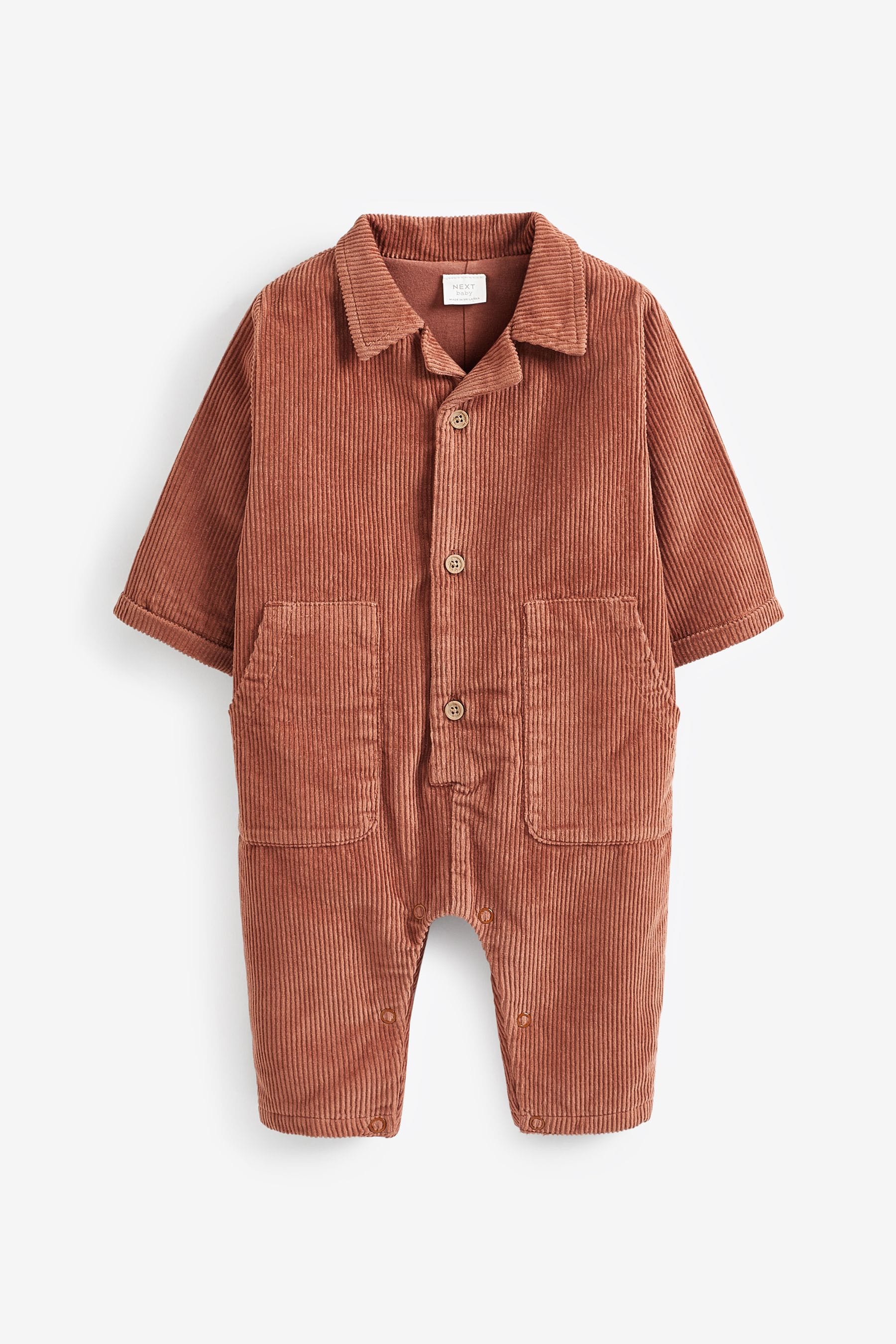 Rust Brown Corduroy Baby Romper (0mths-2yrs)