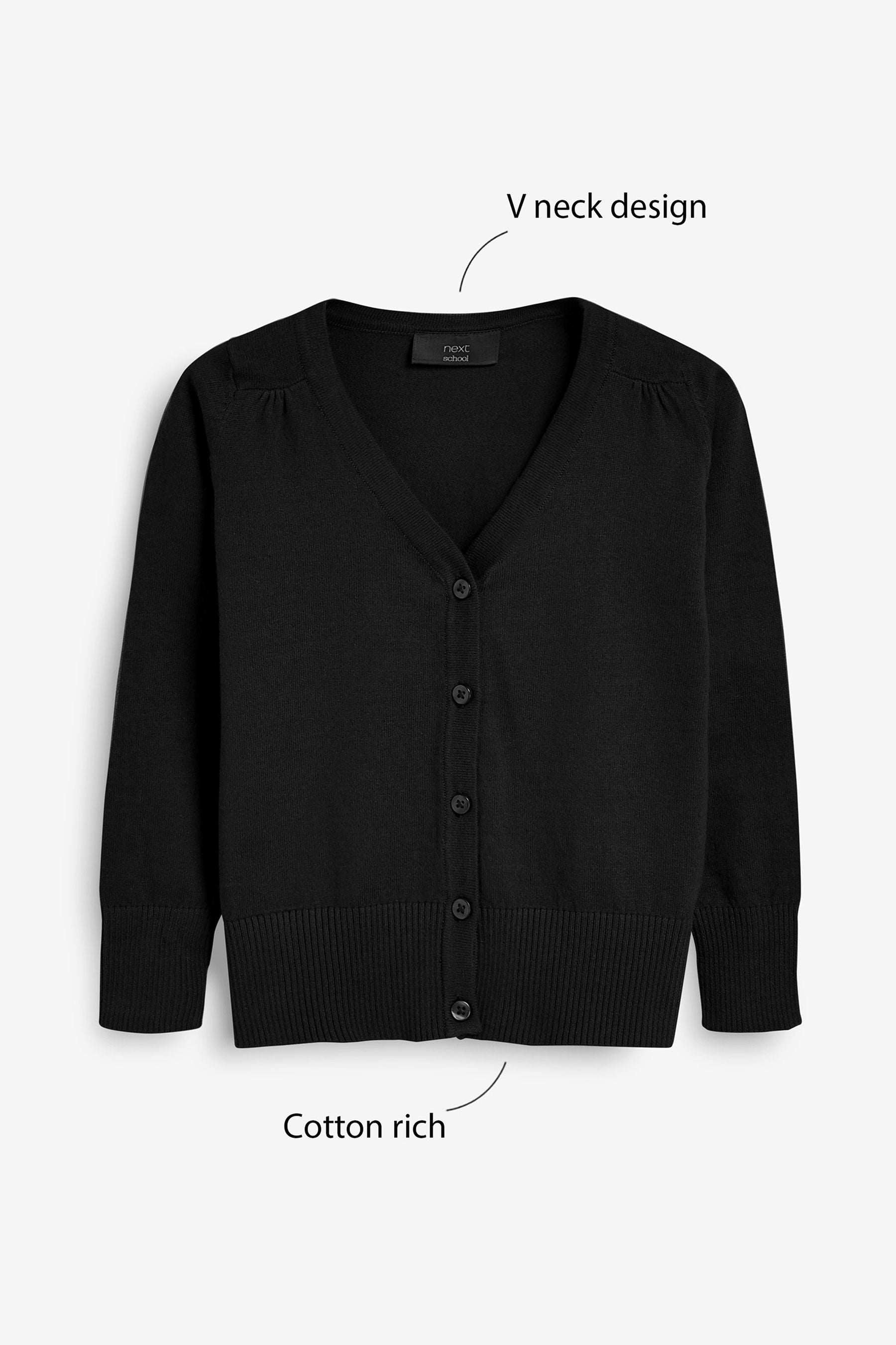 Black Cotton Rich School V-Neck Cardigan (3-16yrs)